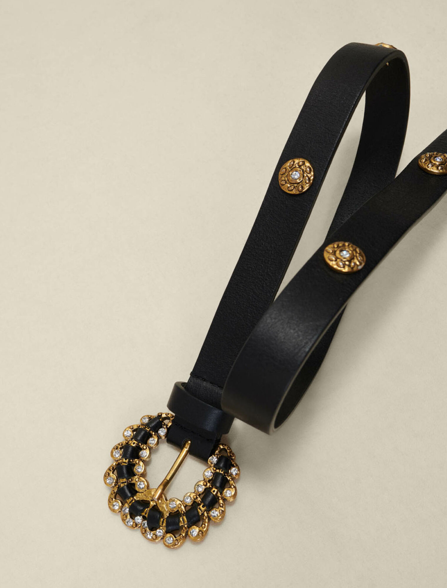 Ceinture en cuir à strass