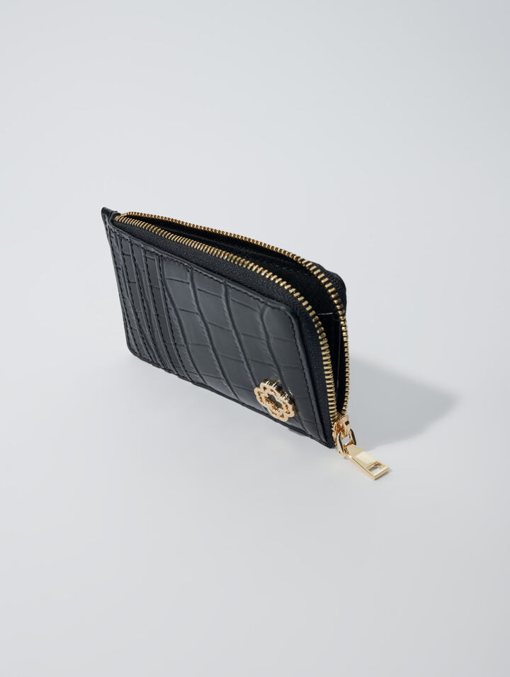 Porte-cartes en cuir effet croco