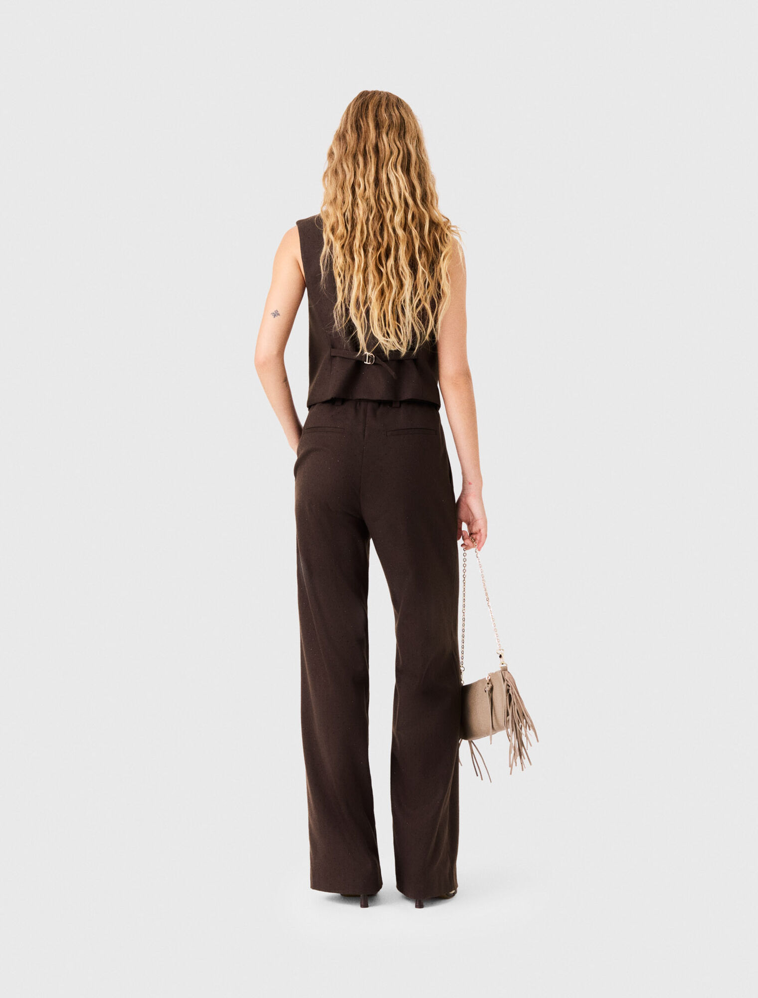 Pantalon de tailleur strass&eacute;