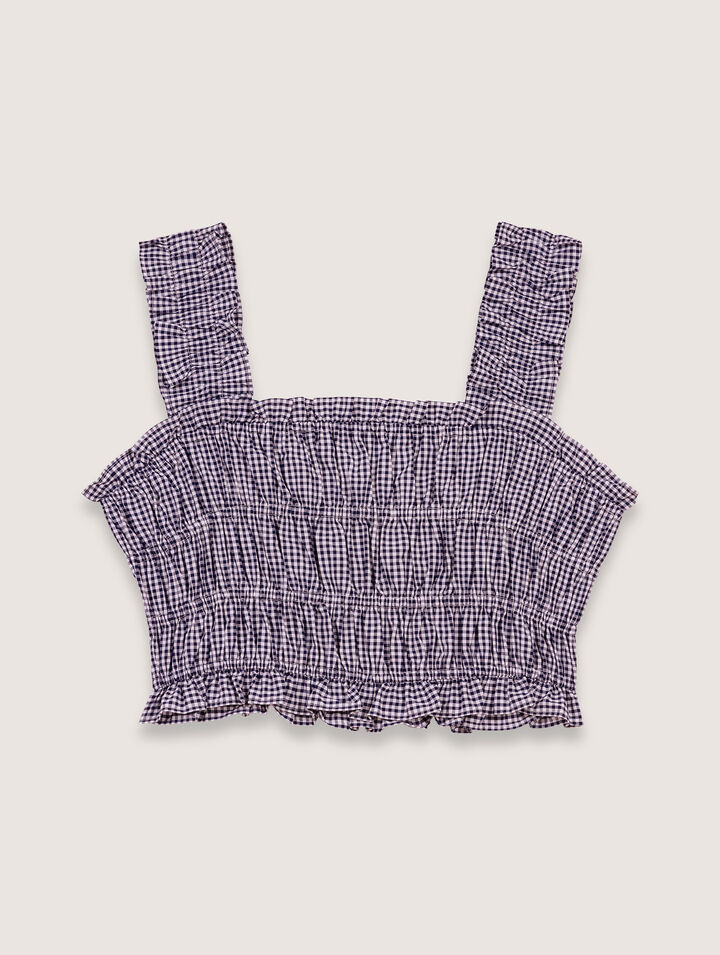 Top smocké à motif vichy