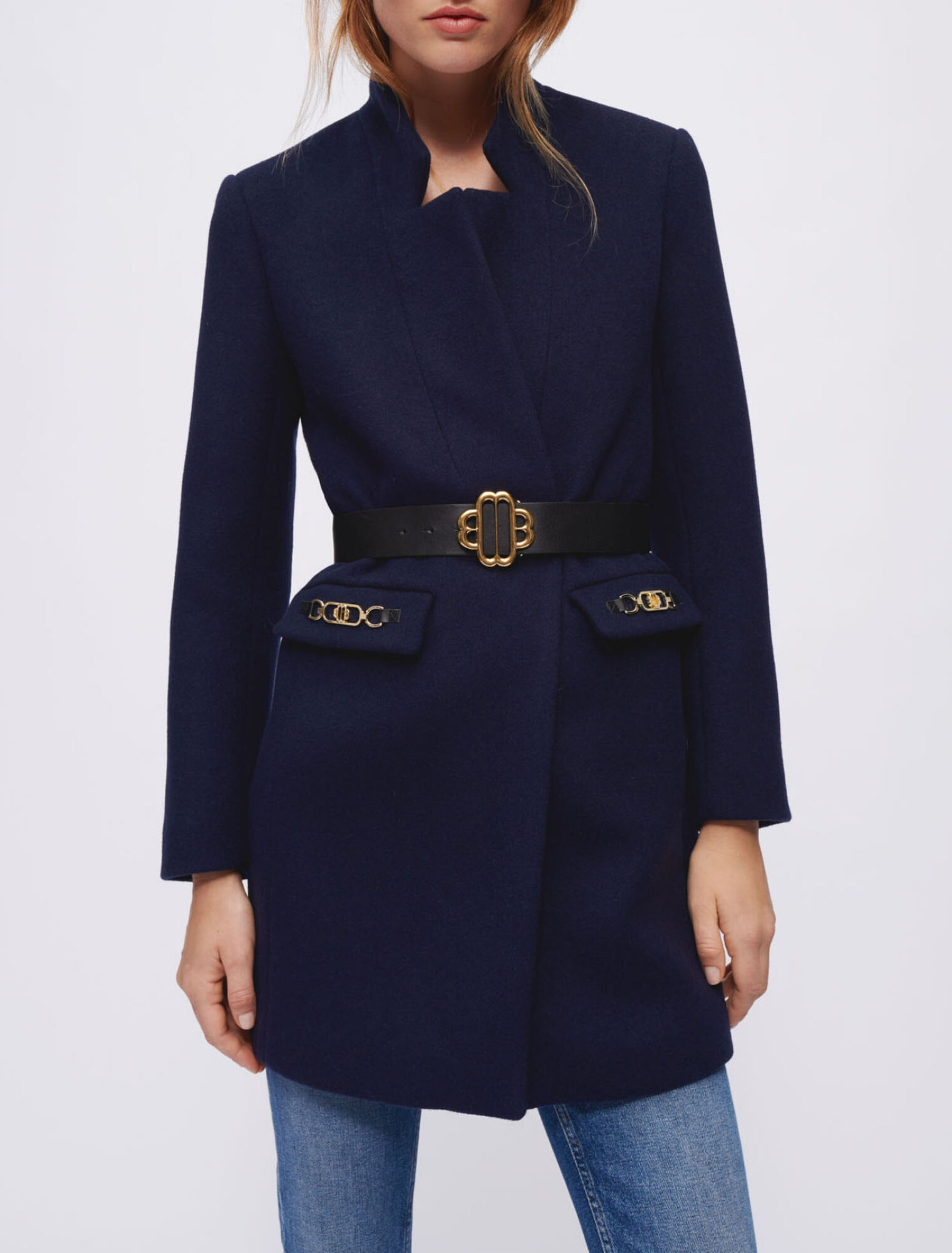 Fitted coat with horsebit detail