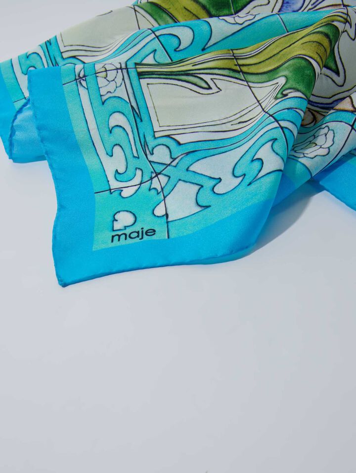 Mosaic pattern silk scarf