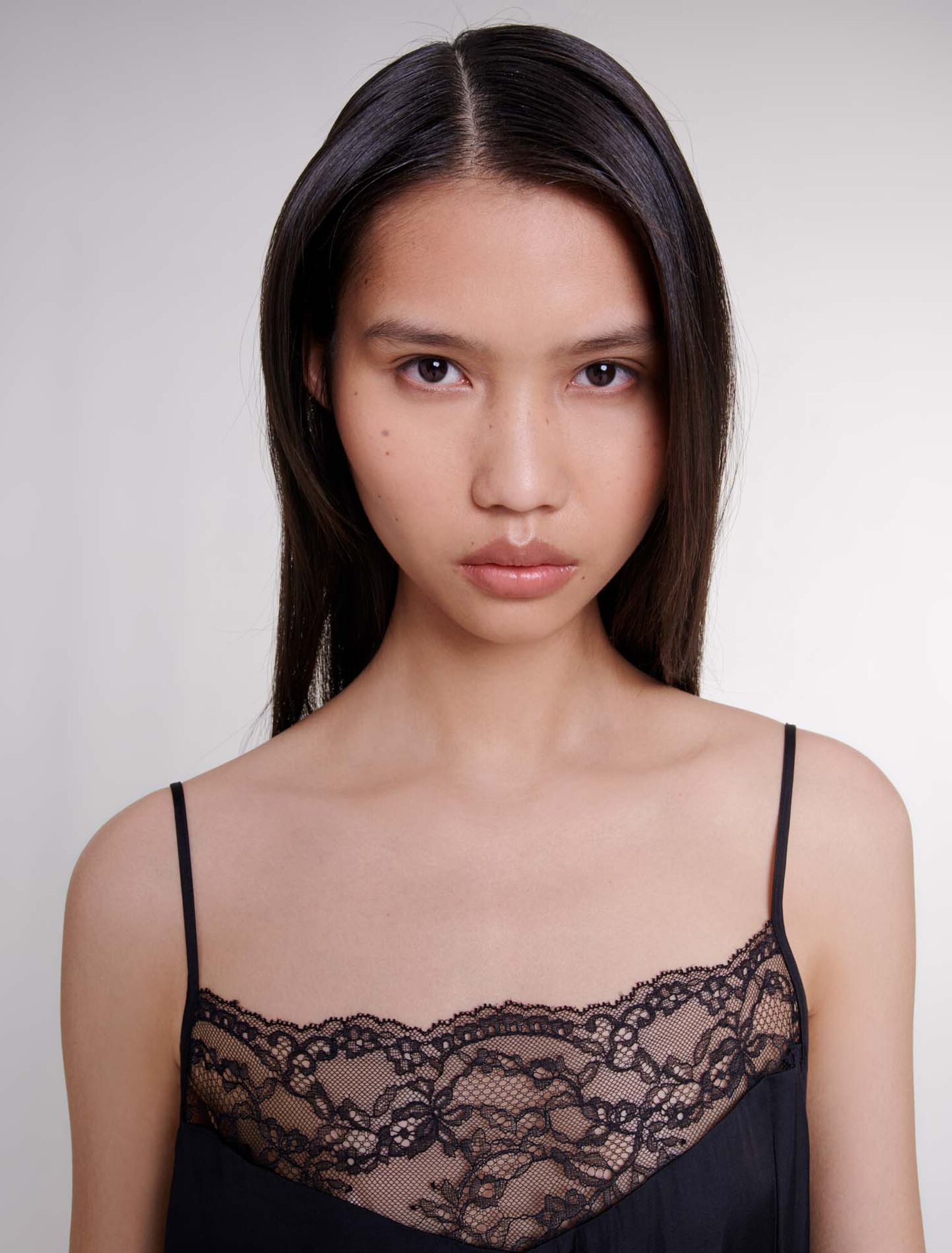 Robe longue satinée