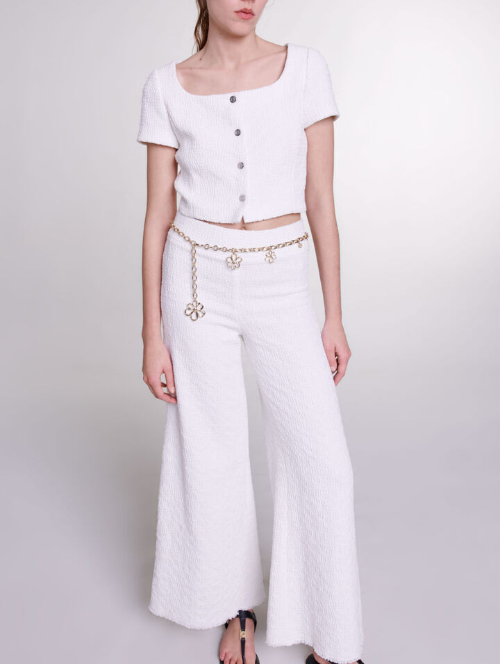 Wide-leg tweed trousers