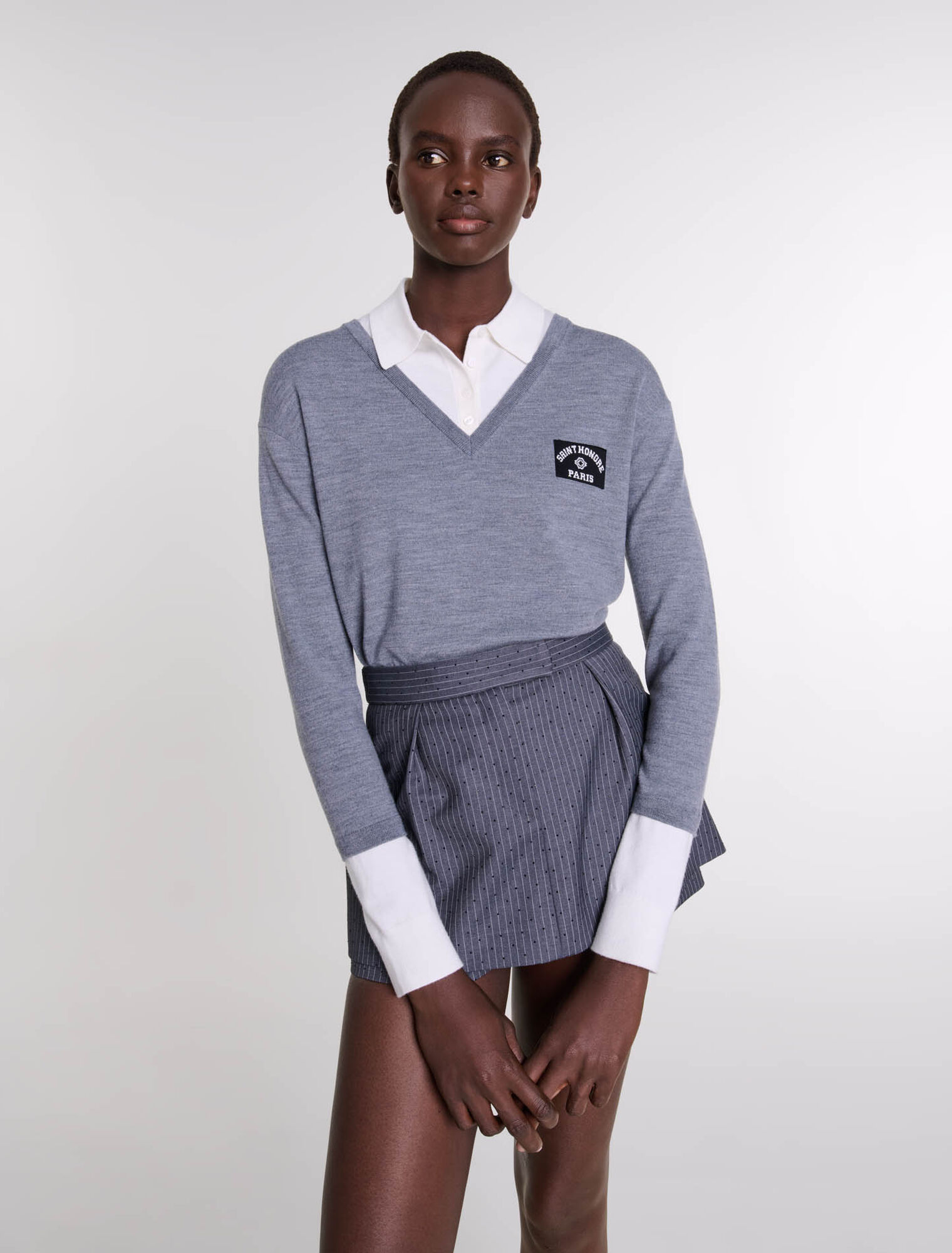 Short trompe l'œil strassé