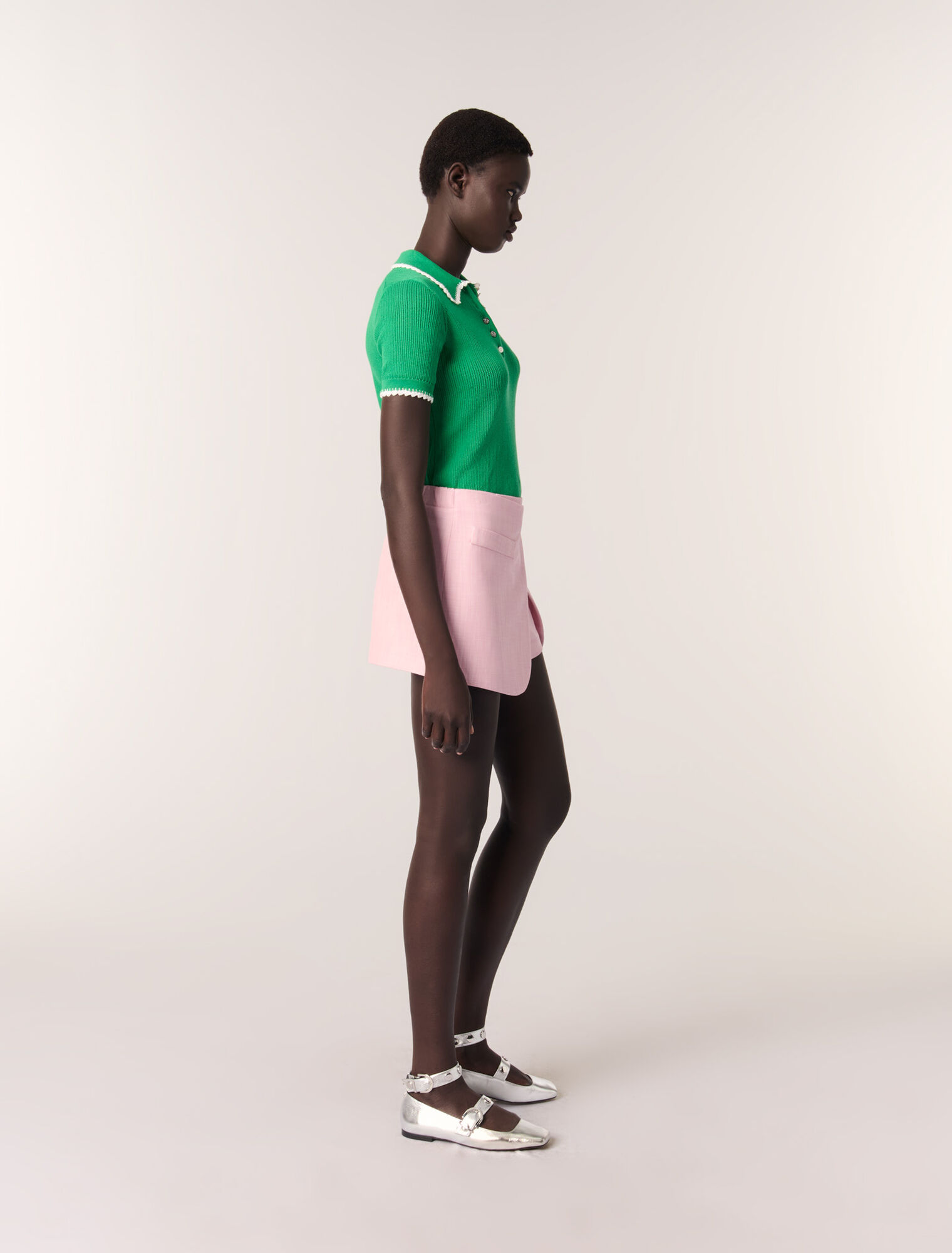 Polo en maille pointelle et crochet