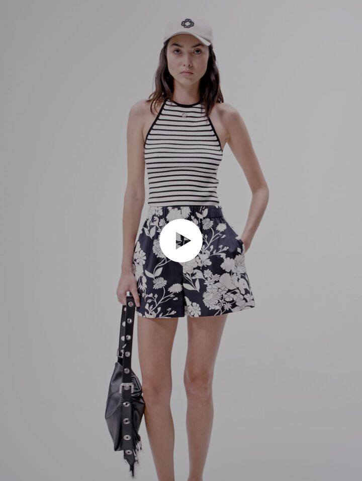 Patterned cotton shorts