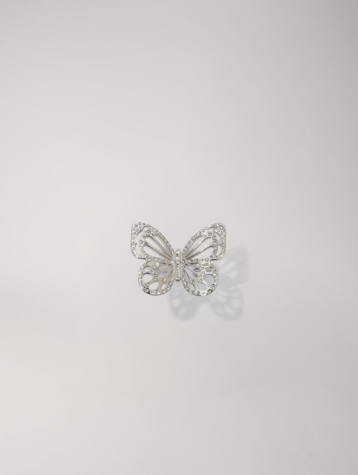 Butterfly ring with rhinestones