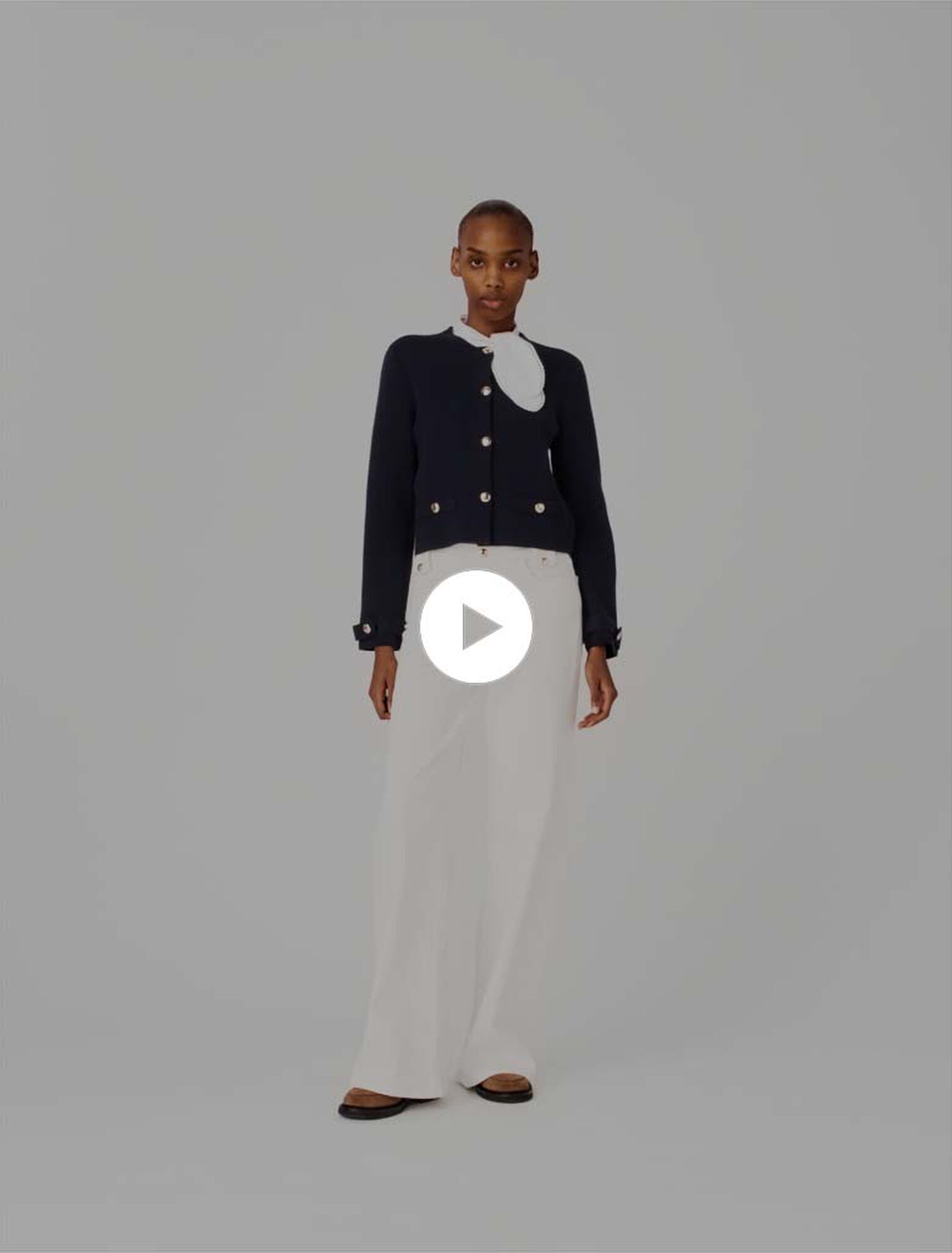 Cardigan avec col brod&eacute; amovible