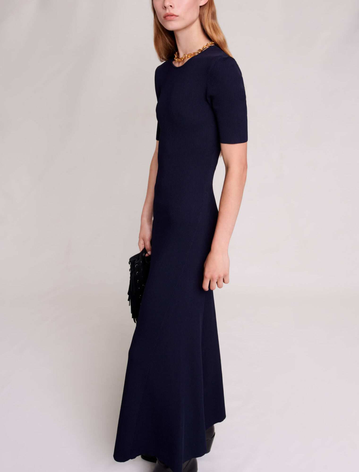 Robe longue en maille ajourée
