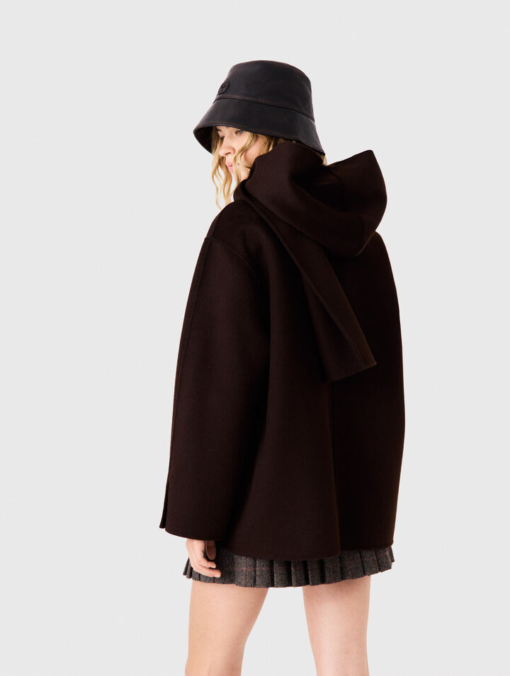 Manteau en laine &agrave; &eacute;charpe amovible