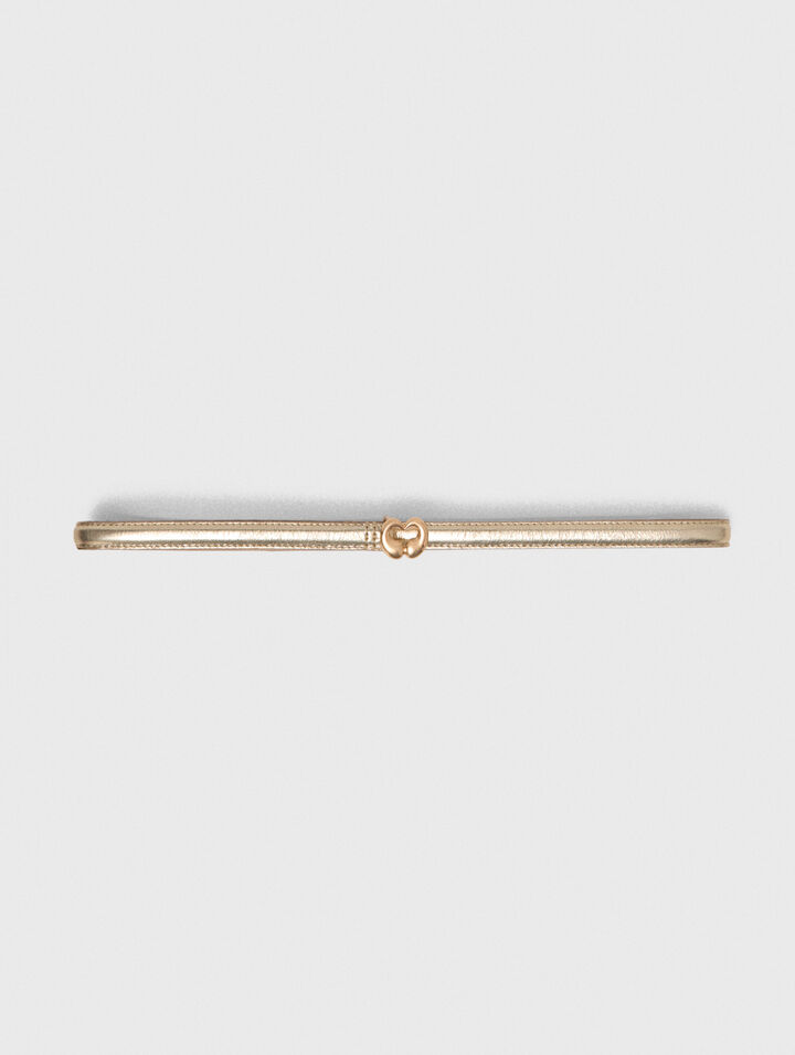 Ceinture fine en cuir m&eacute;tallis&eacute;