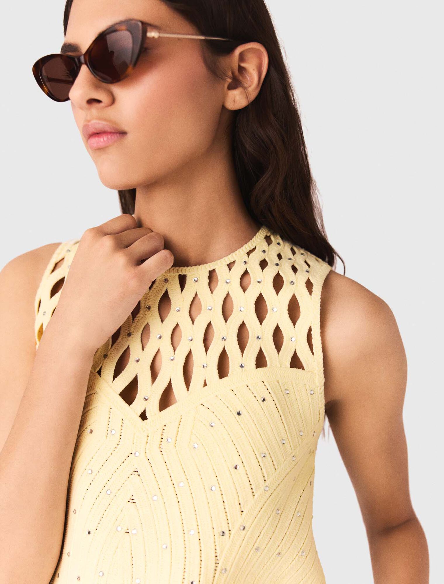 Crochet rhinestone top