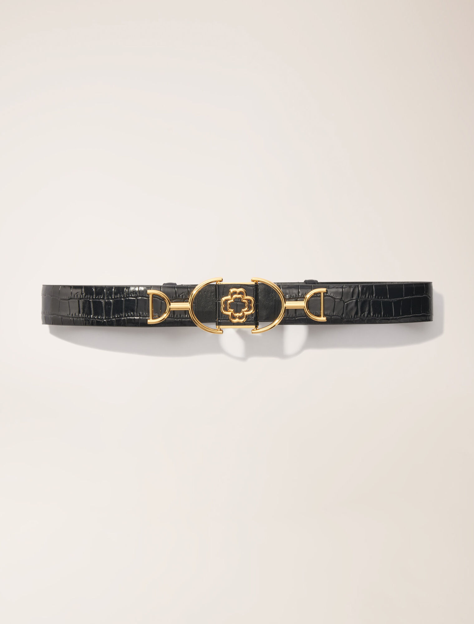 Ceinture large en cuir effet croco