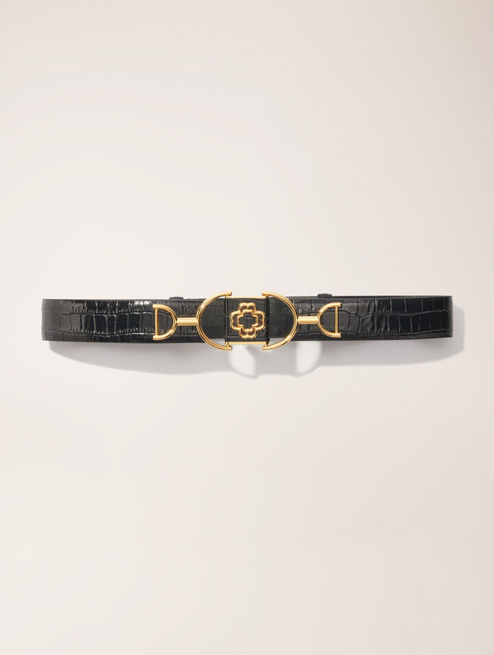 Ceinture large en cuir effet croco