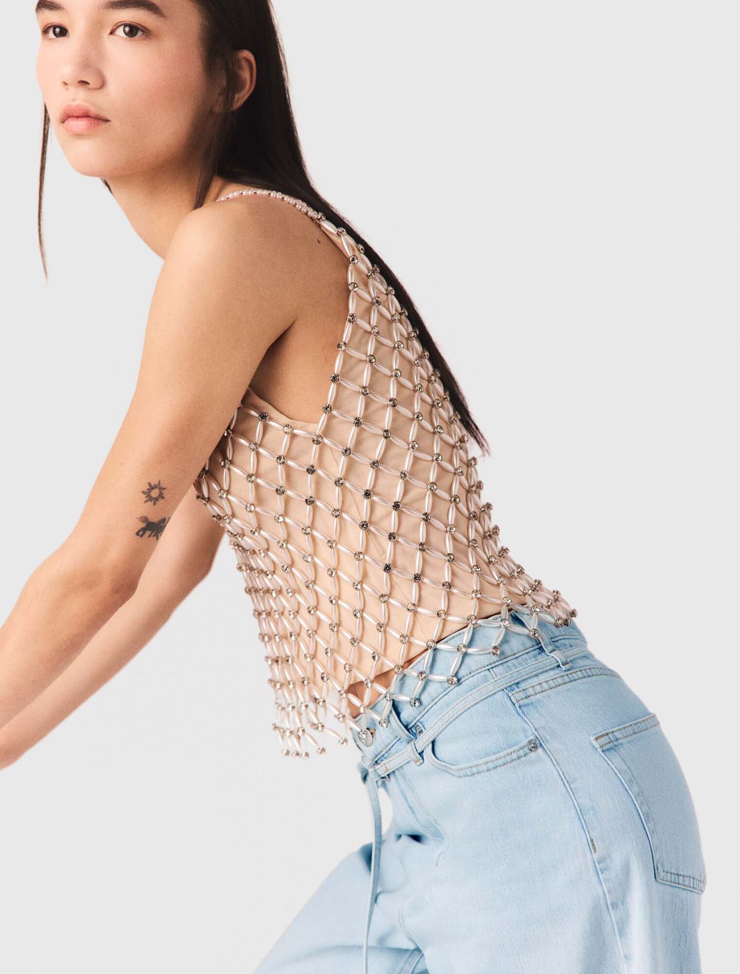 Top en perles avec doublure