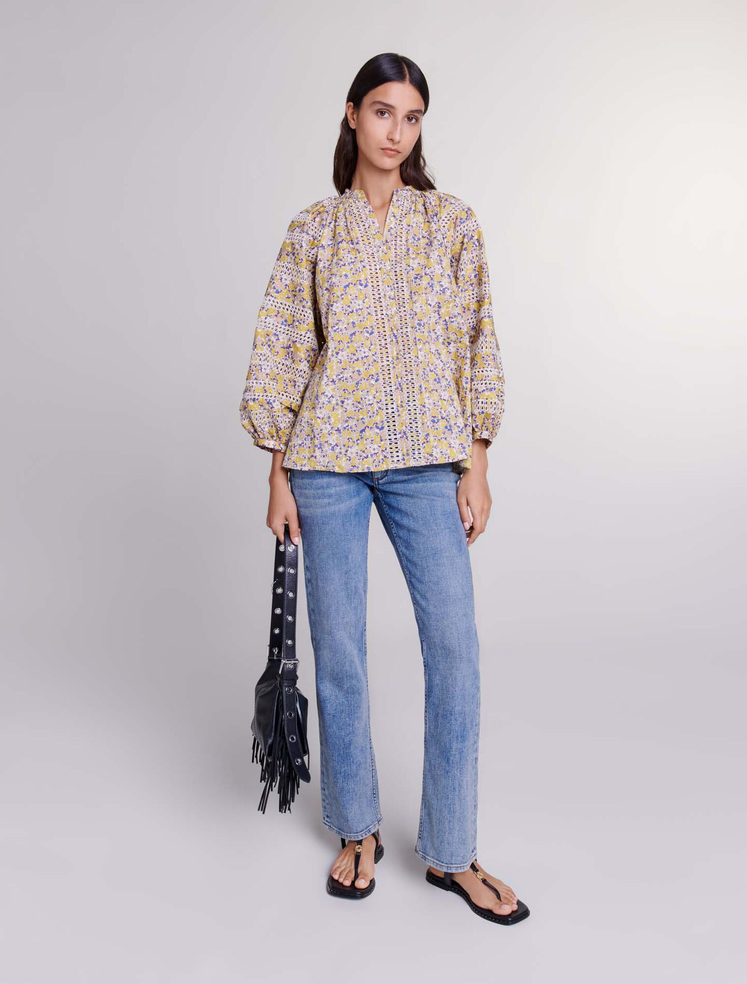 Patterned embroidered blouse
