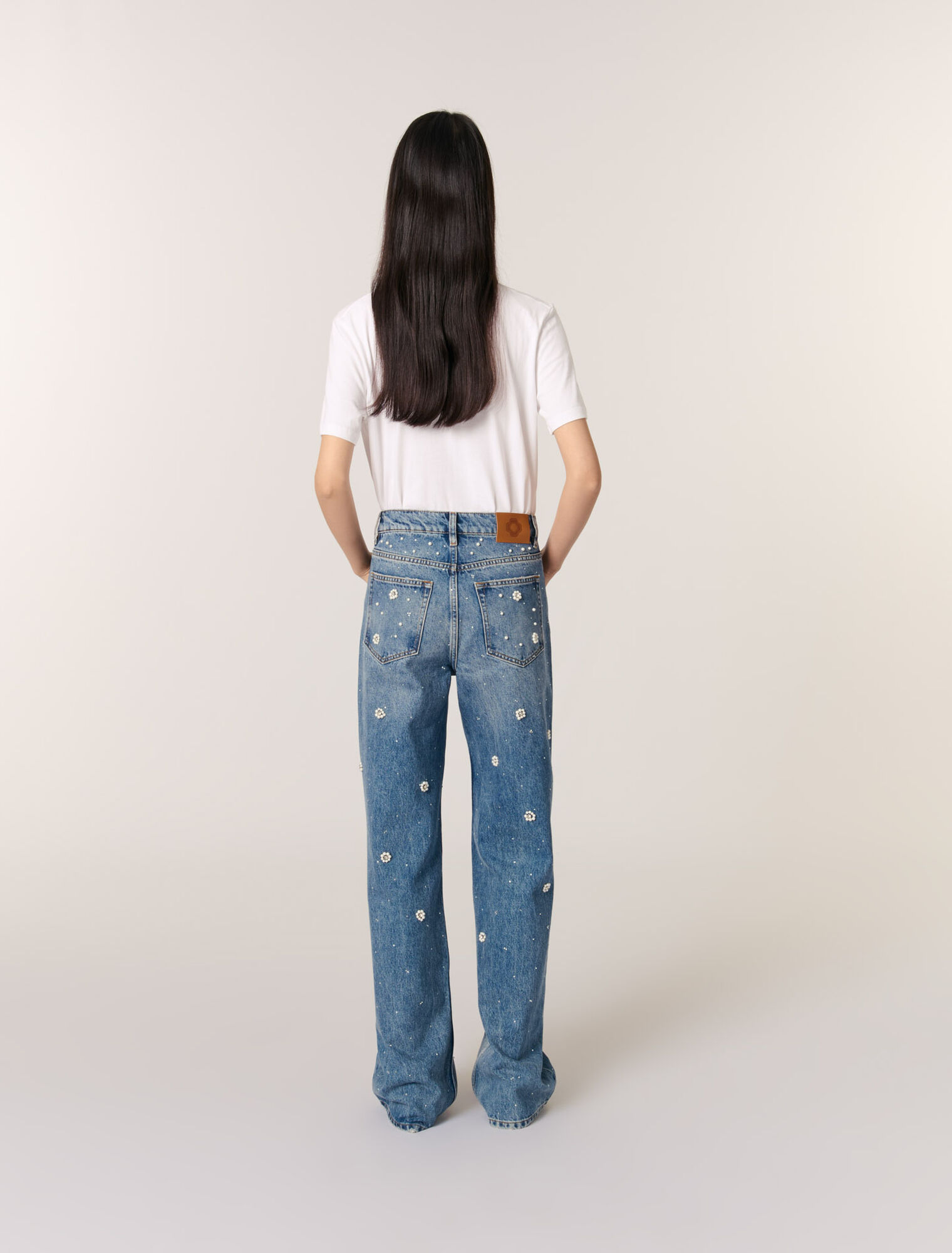 Jean large brodé