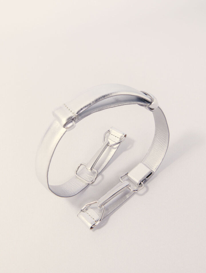 Ceinture en cuir métalisé