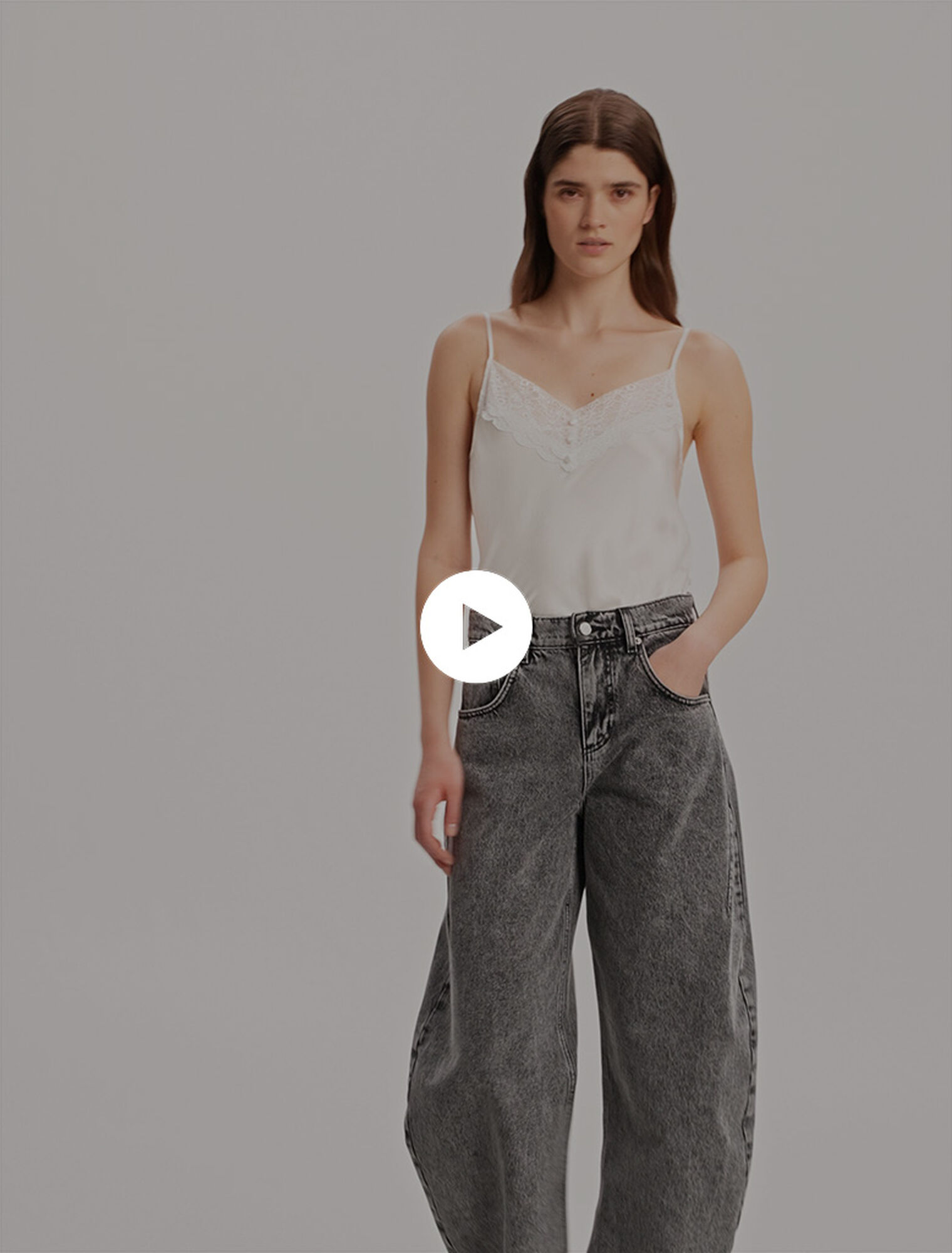 Silk satin and lace top