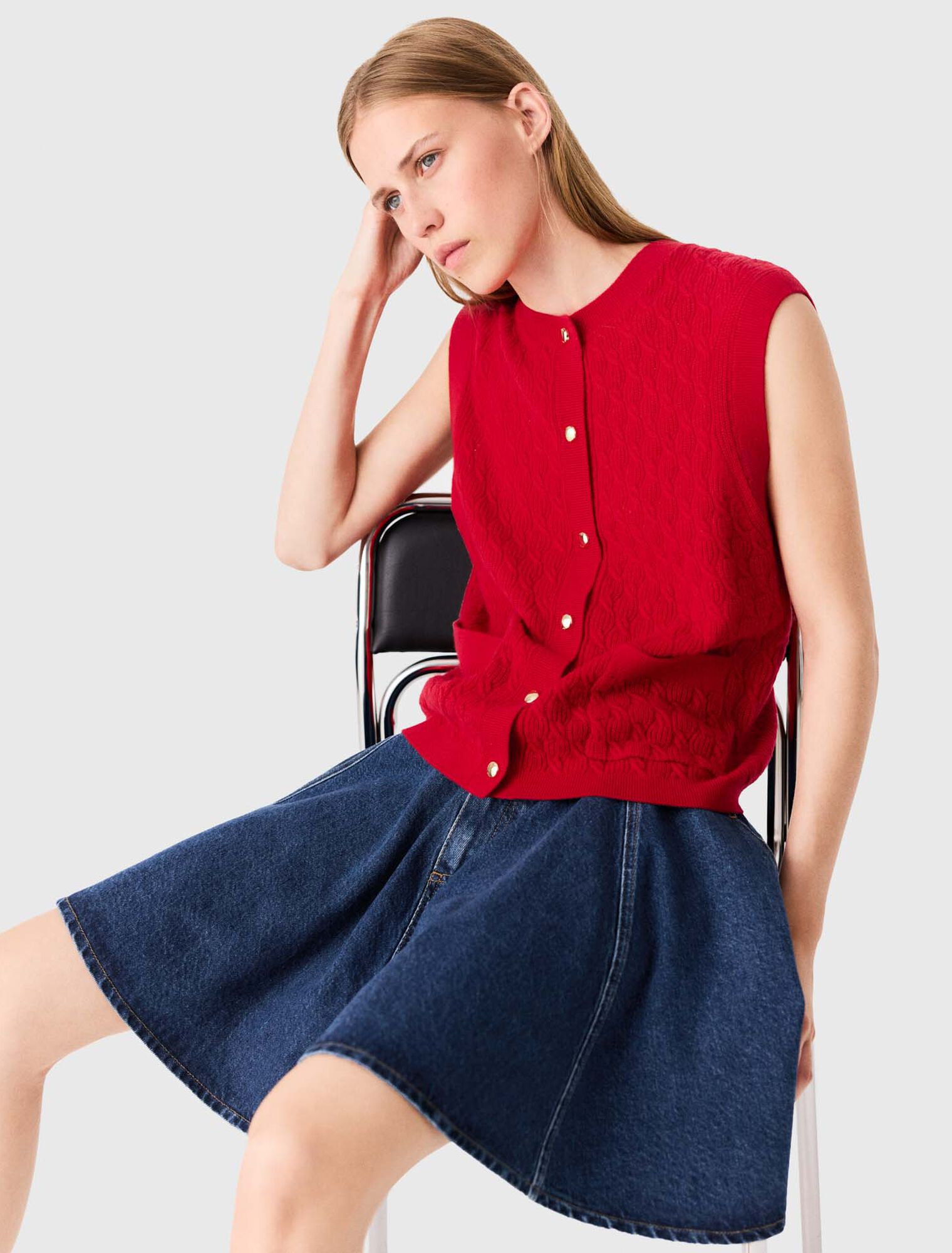 Top sans manches en maille
