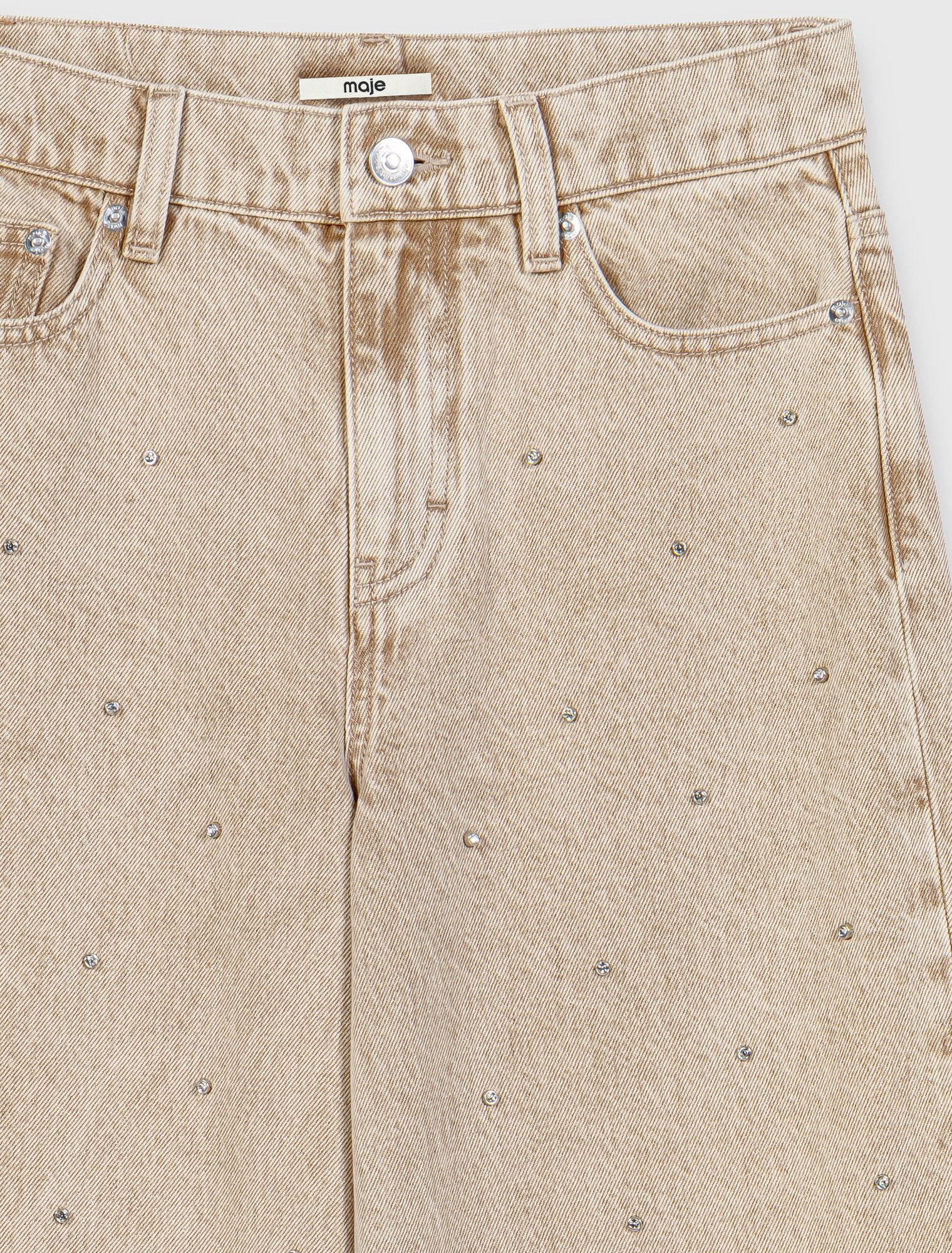 Wide-leg rhinestone jeans