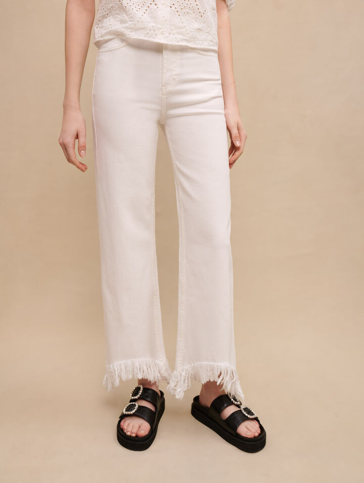 Straight fringed jeans