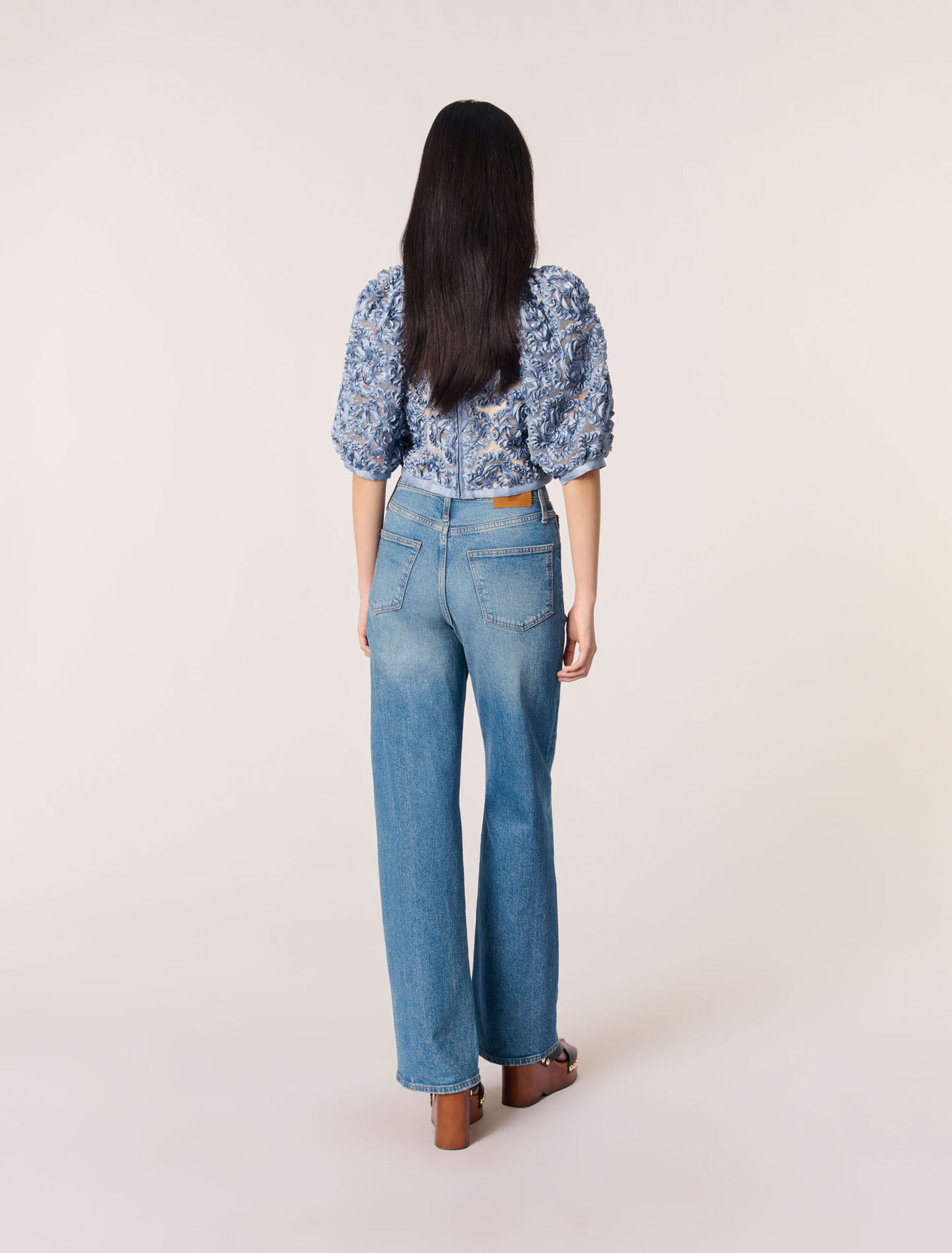 Top en organza motif floral