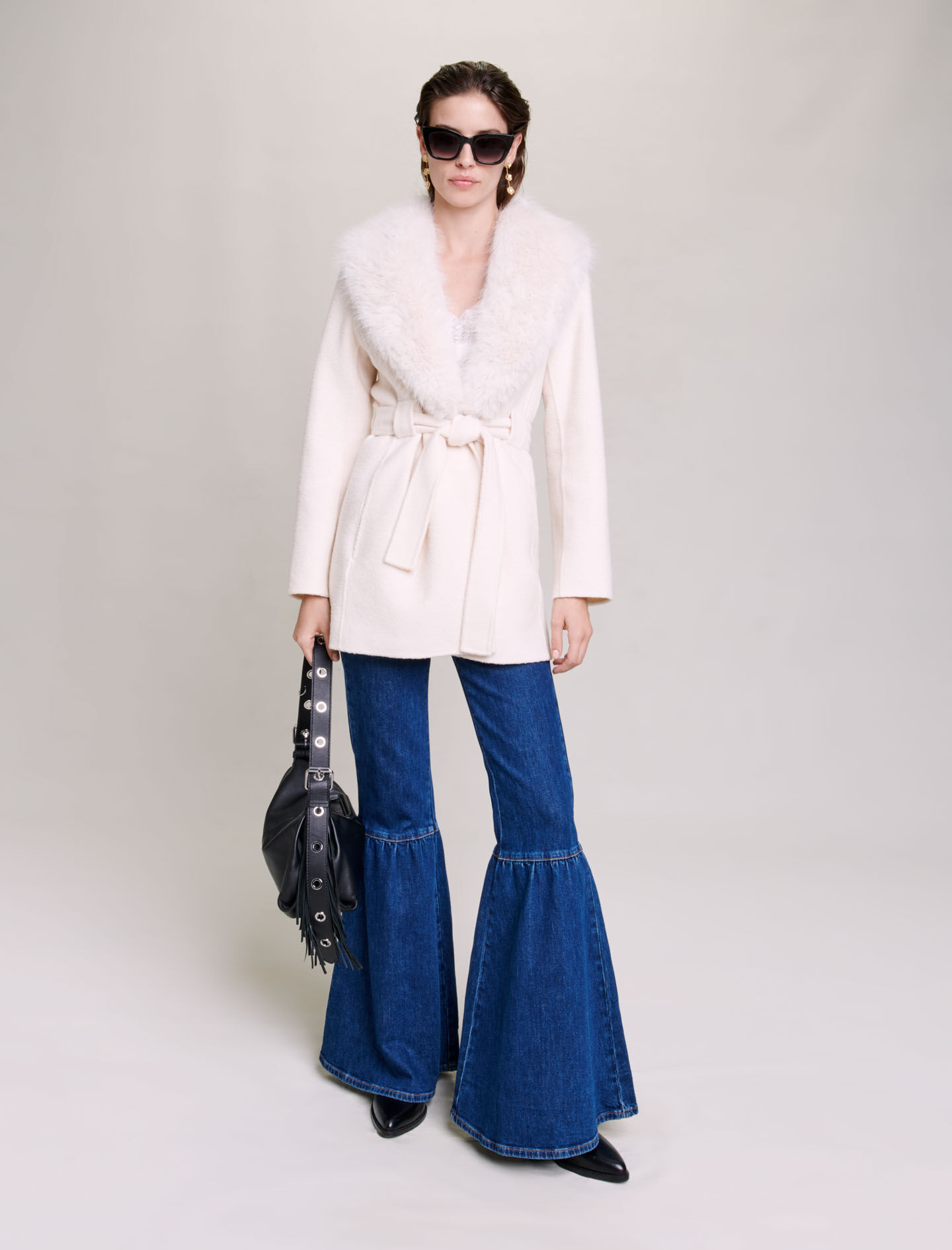 Manteau long en fausse fourrure