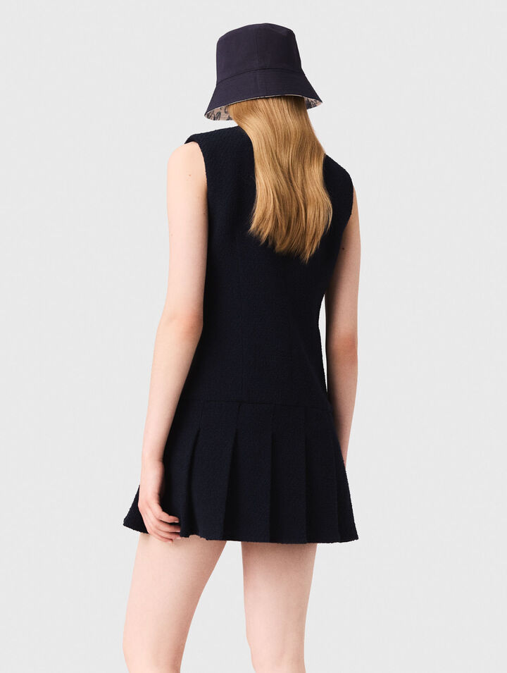Short tweed dress, removable collar