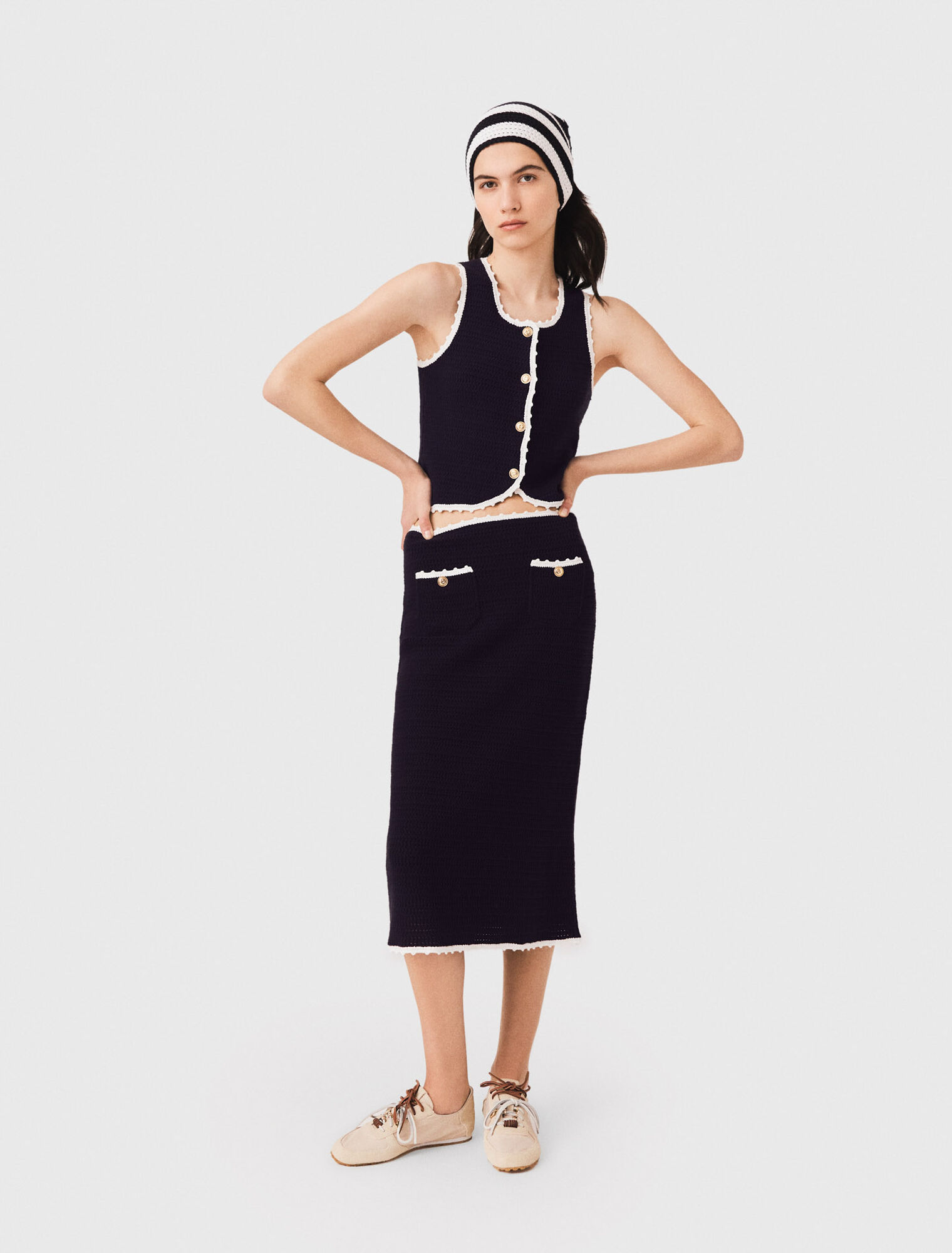 Jupe midi avec finitions en crochet