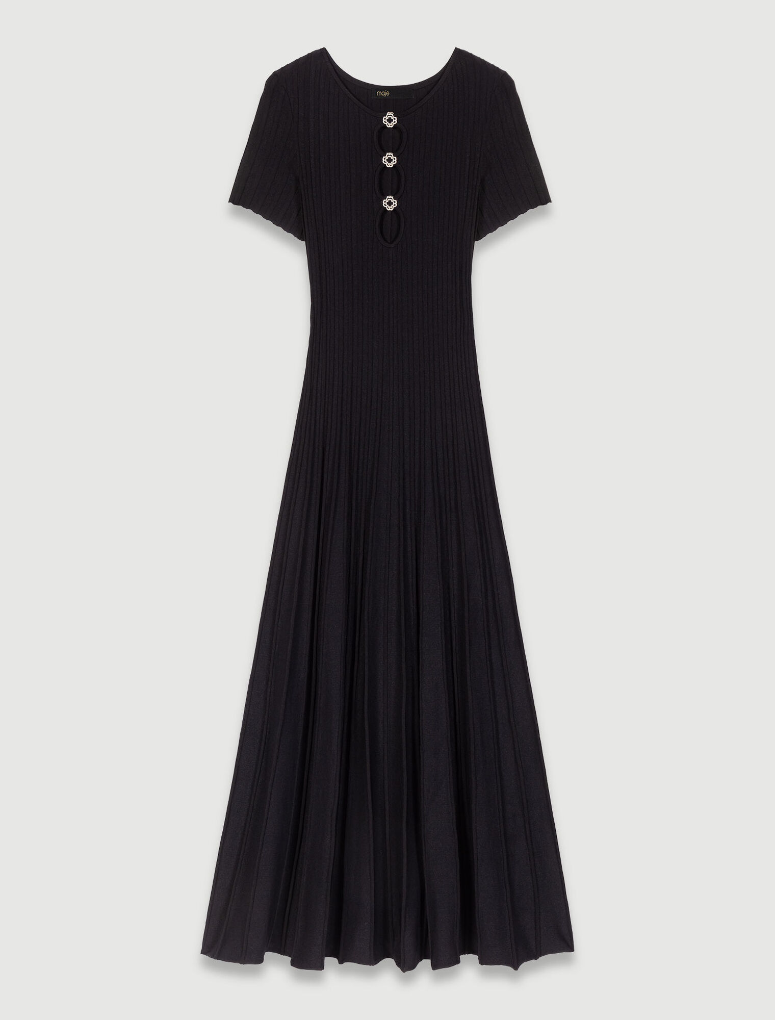 Robe longue en maille côtelée