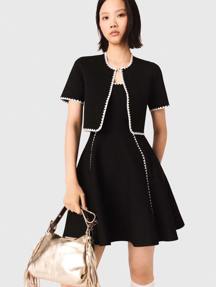 Cardigan court avec surpiqûres