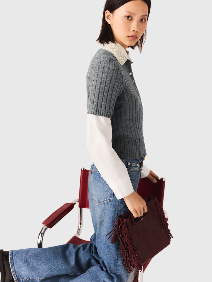 Pull à col perlé amovible