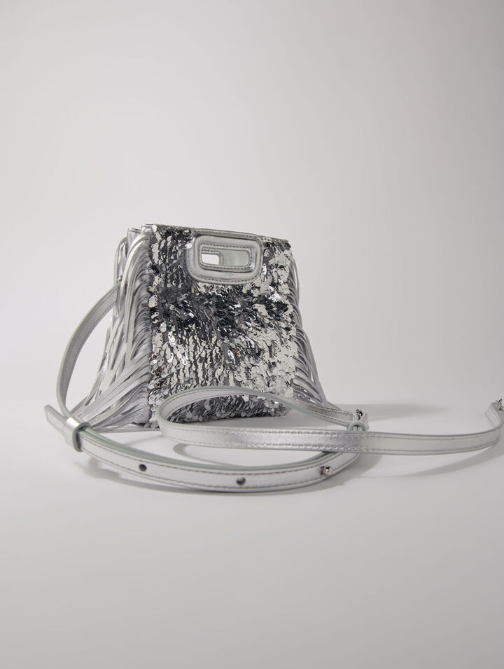 Sac M mini en sequins argents