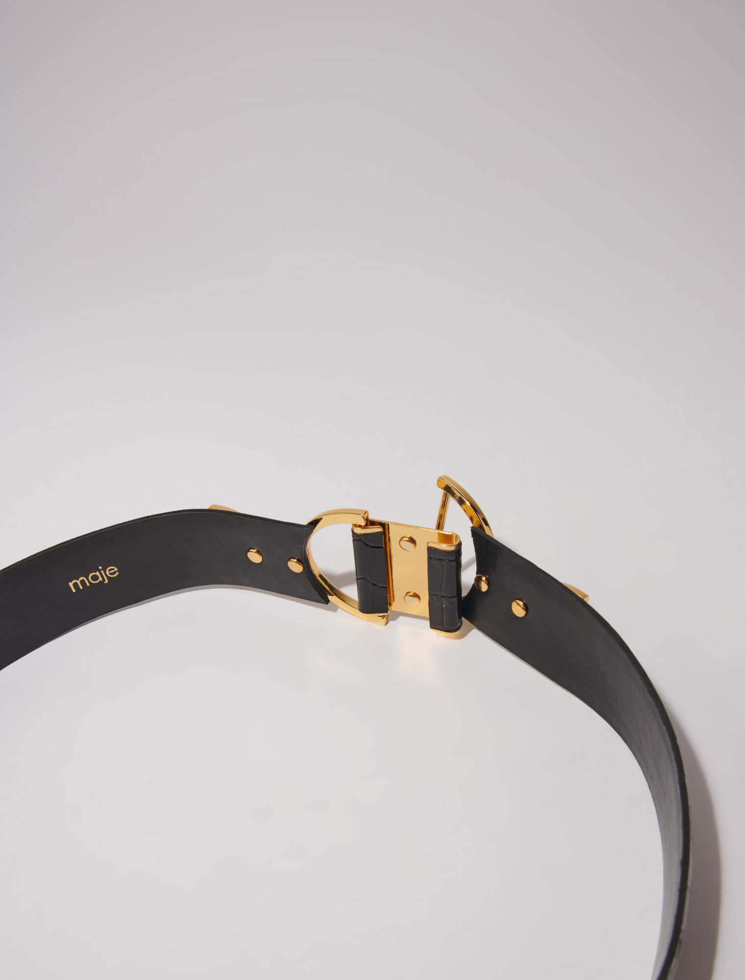 Ceinture large en cuir effet croco