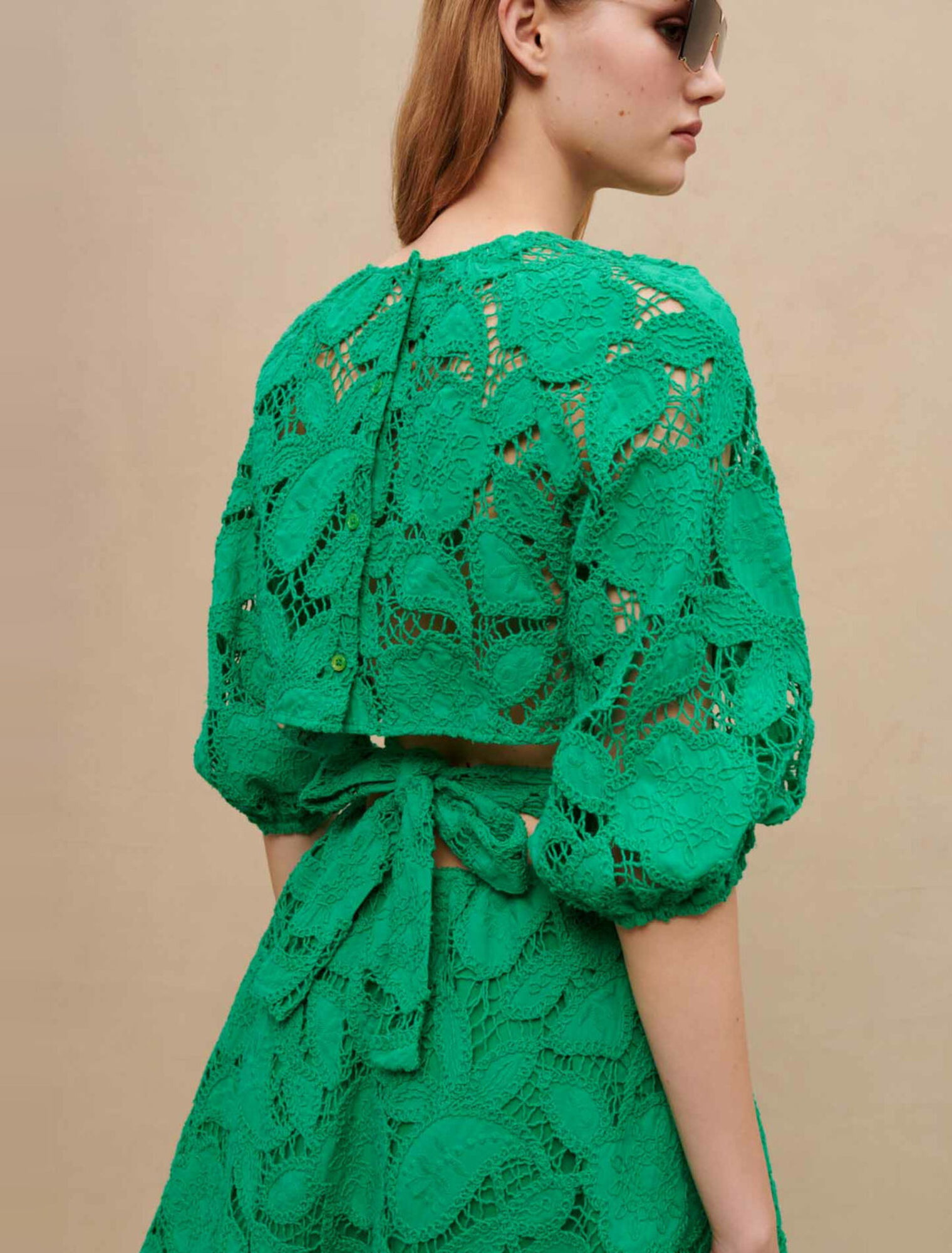Embroidered cotton short dress