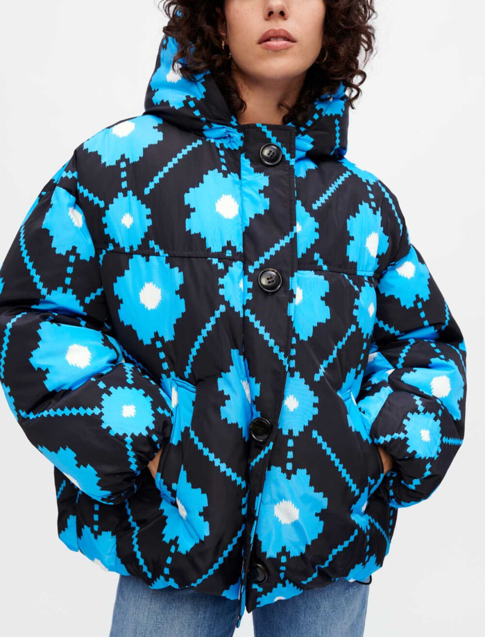 Flower print down jacket Coats Maje