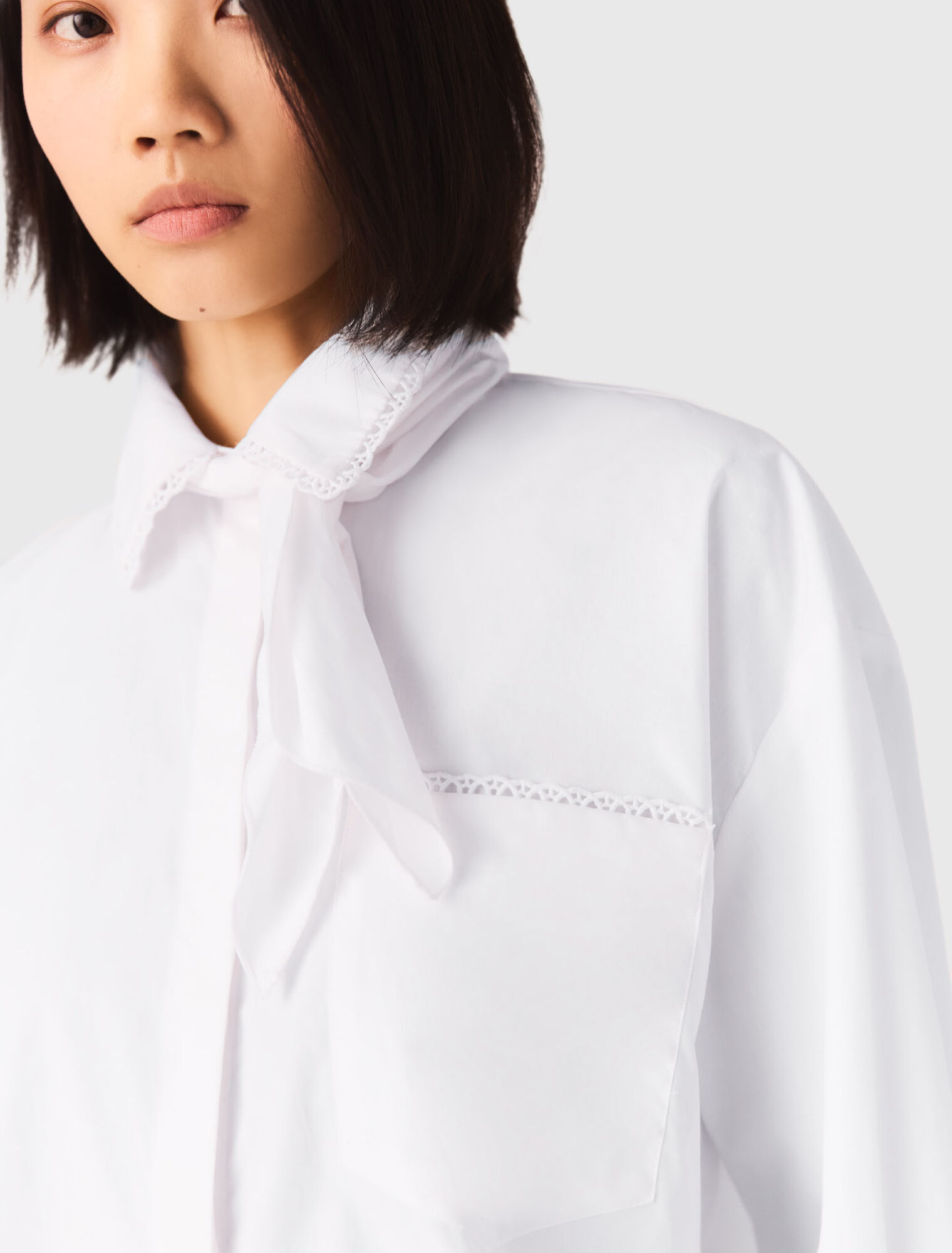 Crochet collar shirt