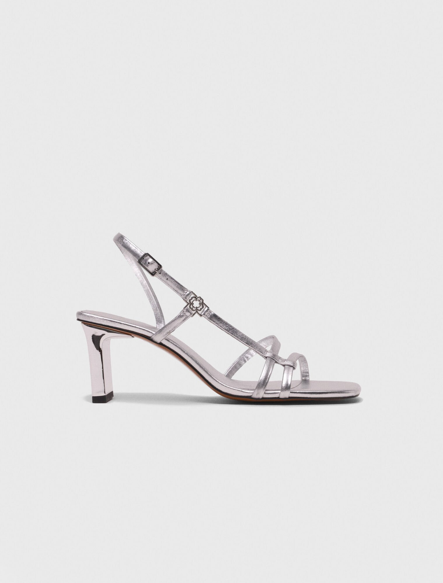 Metallic strappy heeled sandals