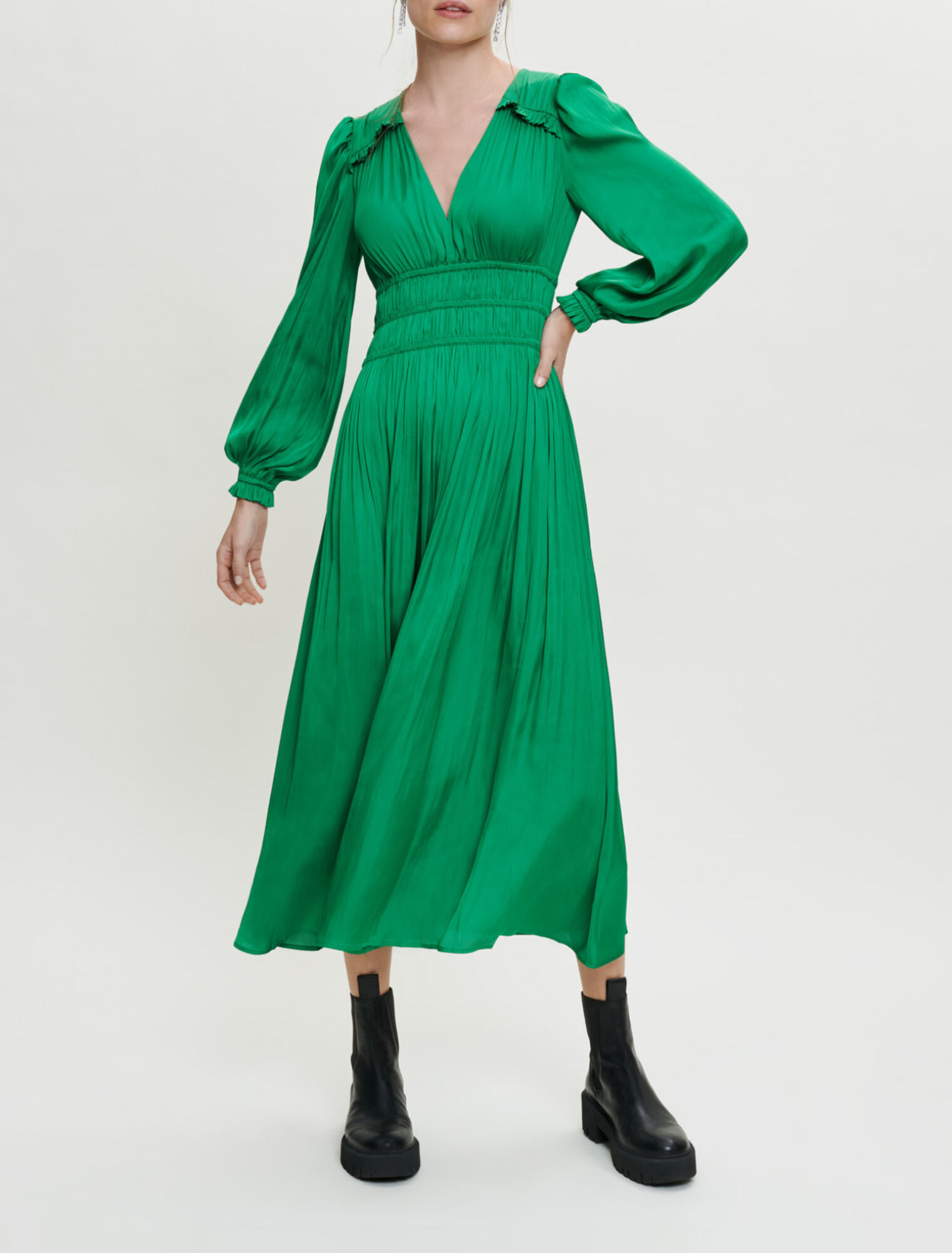 Robe longue effet plissé