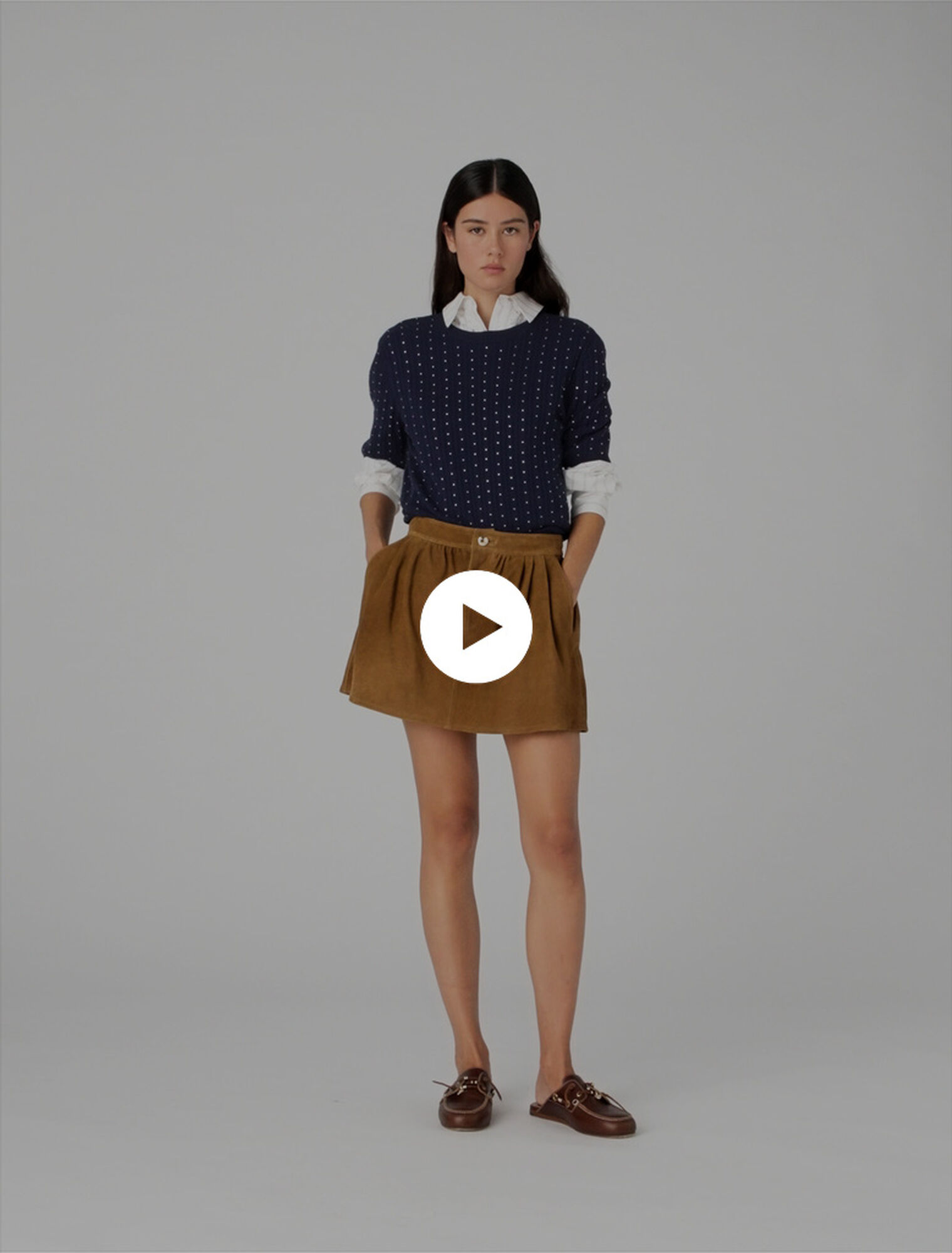 Short suede skirt