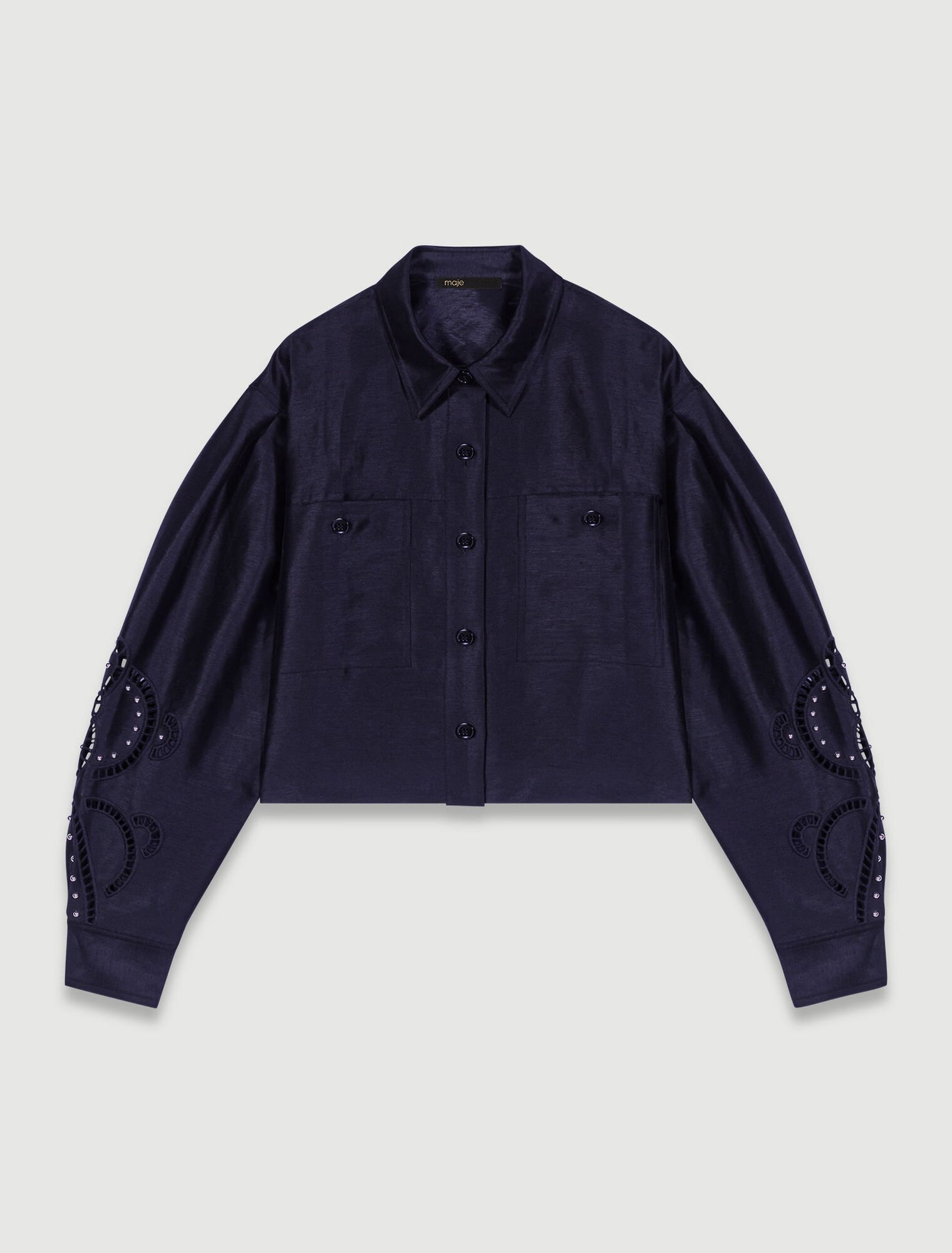 Chemise courte en lin ajourée