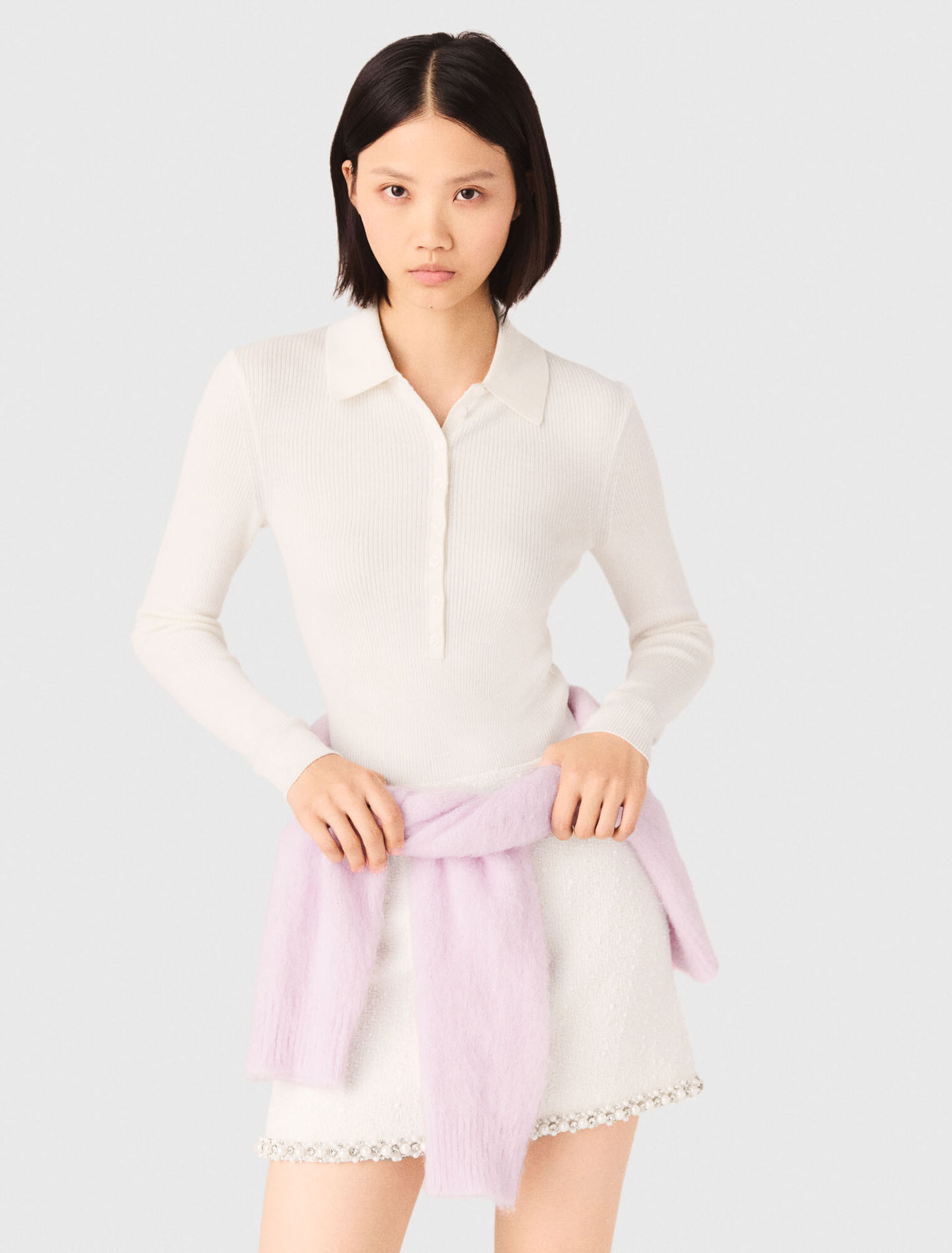 Pull cotel&eacute; &agrave; col polo