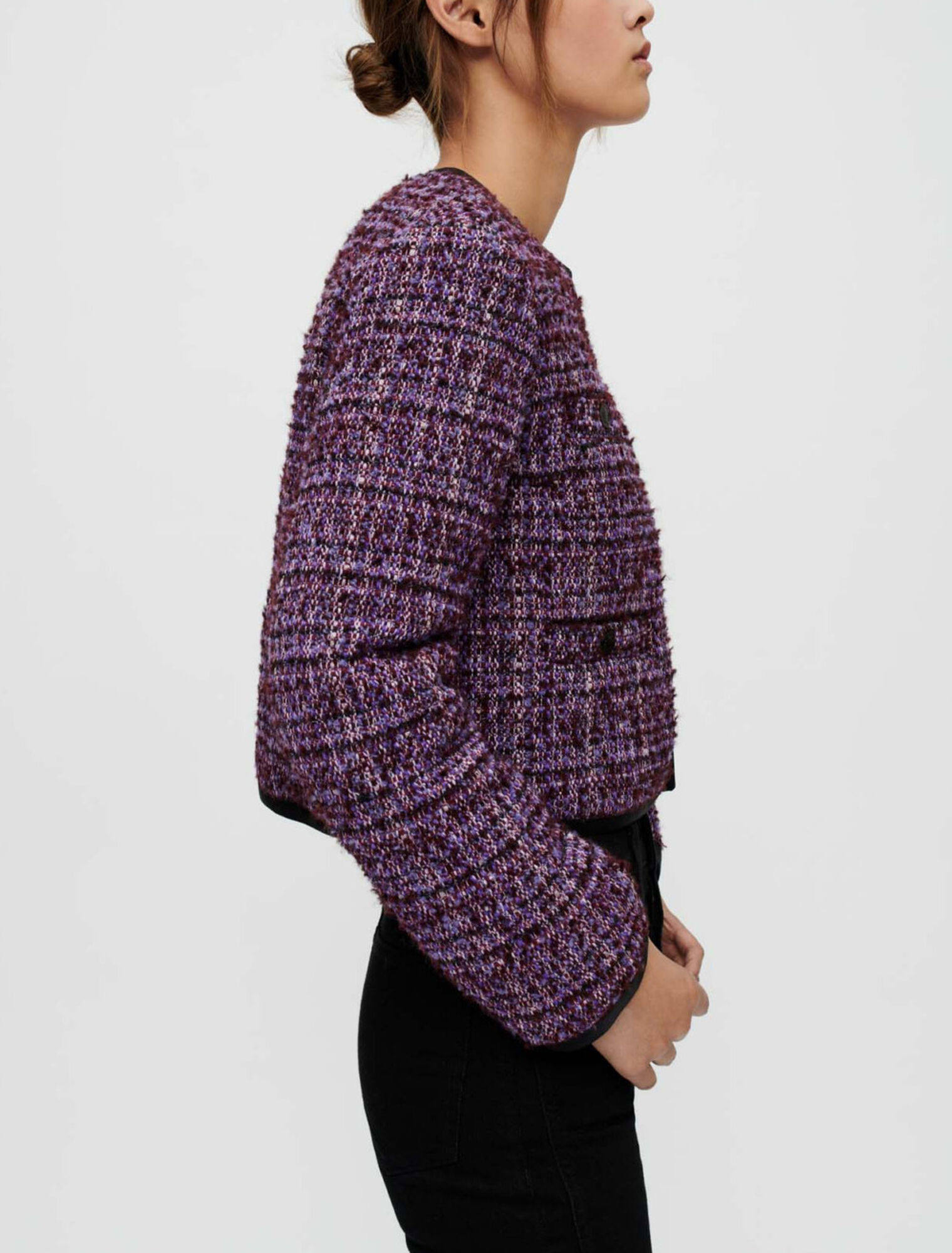 Purple quilted tweed jacket