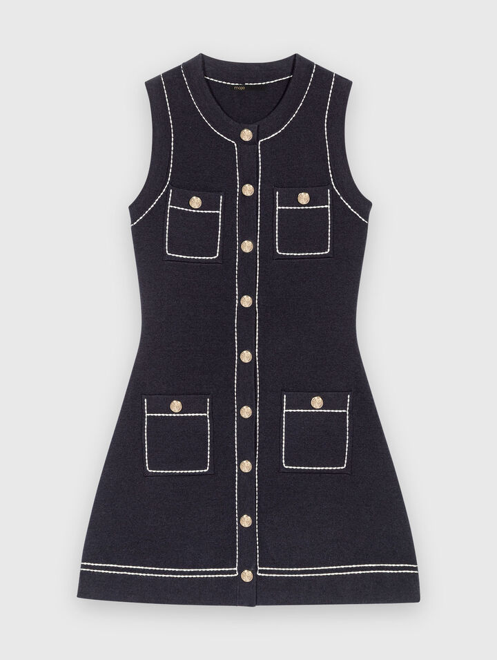 Robe droite en maille surpiquée