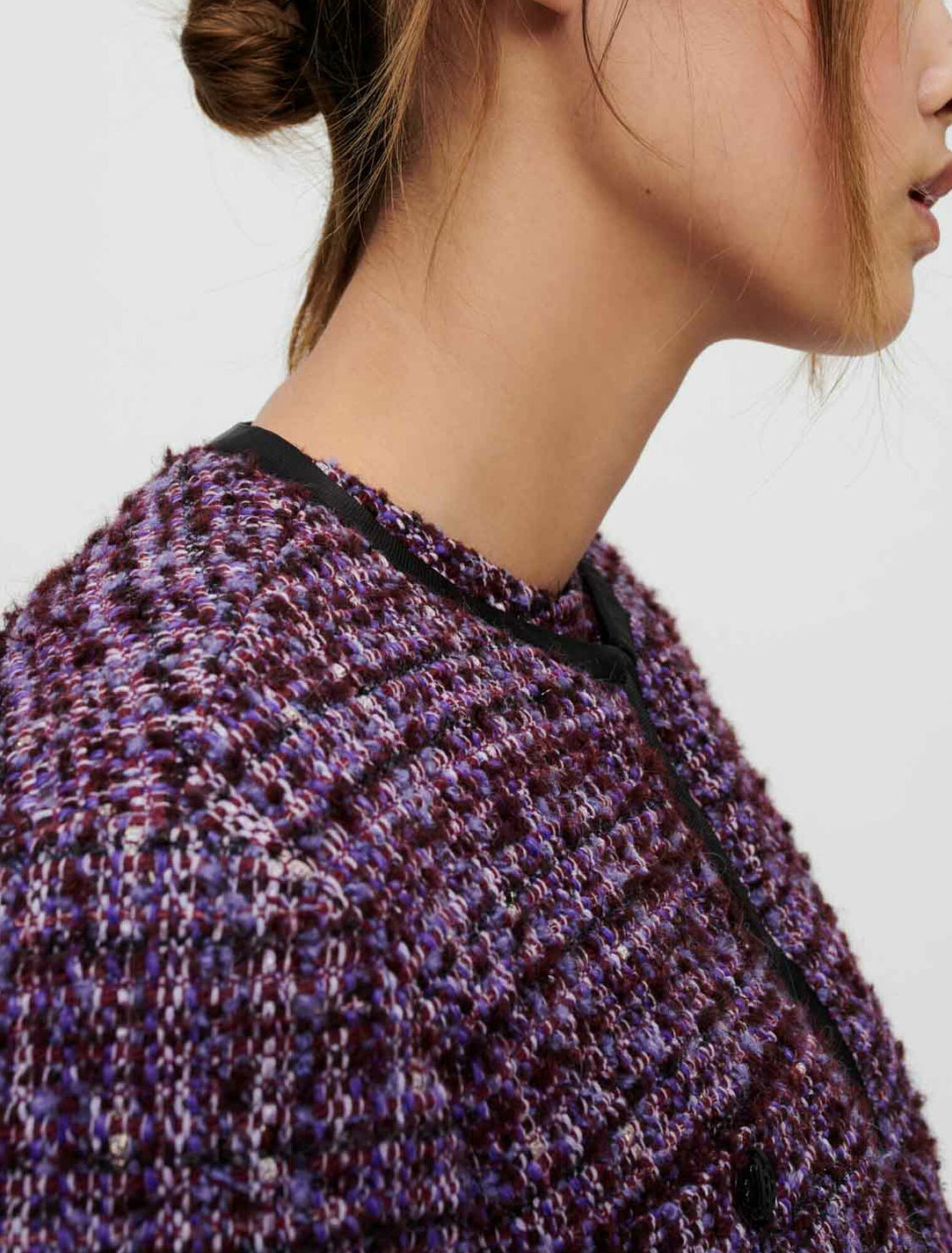 Purple quilted tweed jacket