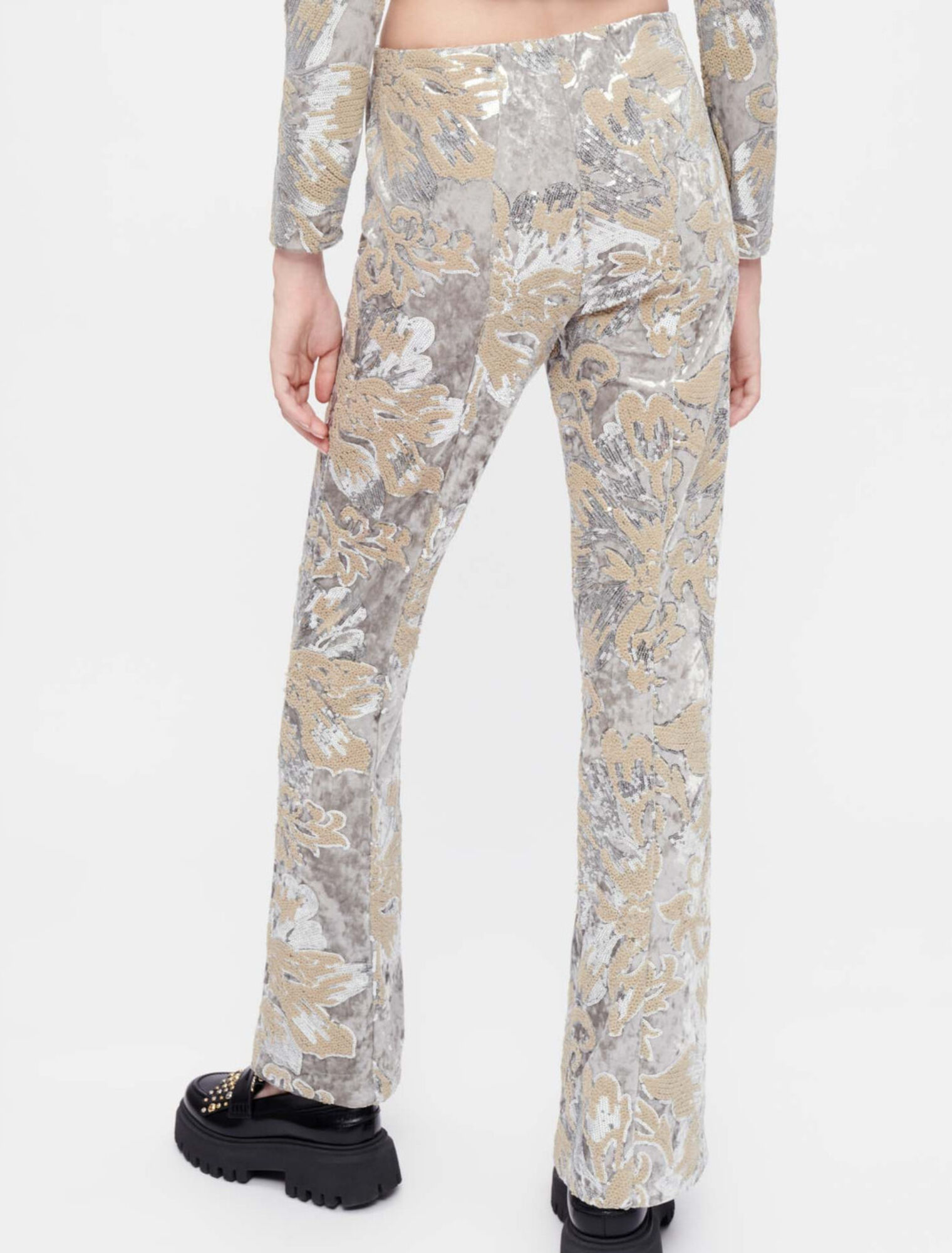 Pantalon en velours rebrodé de sequins