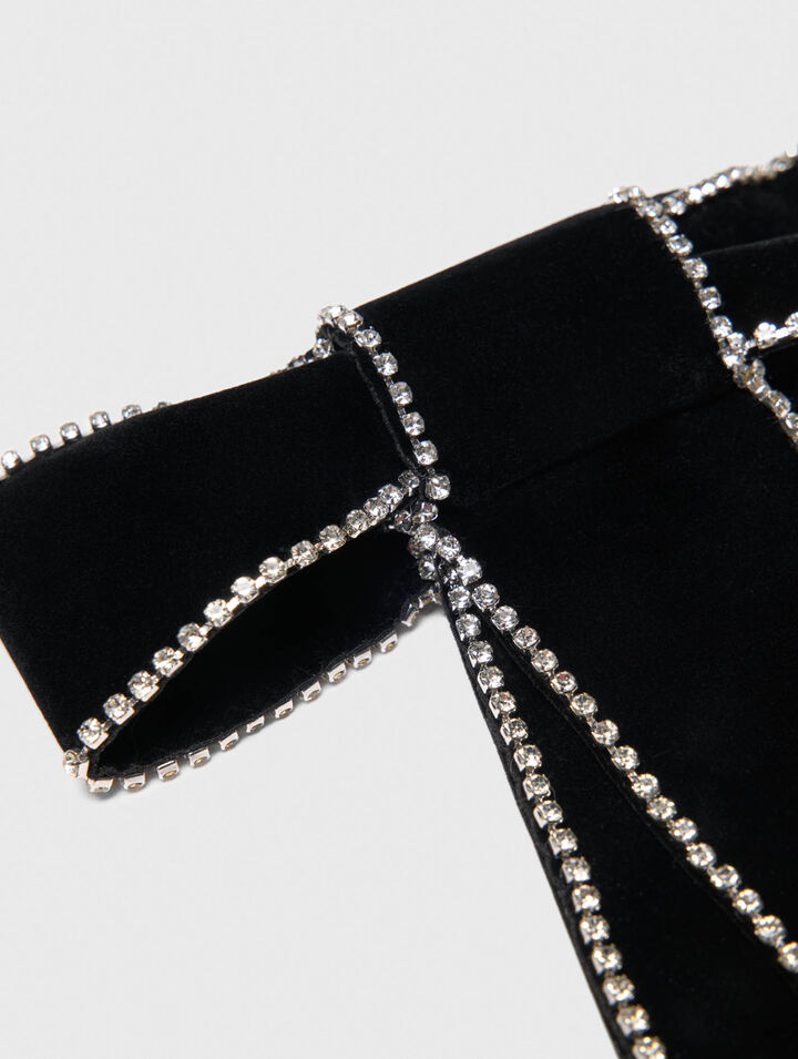 Barette nœud en velours à strass