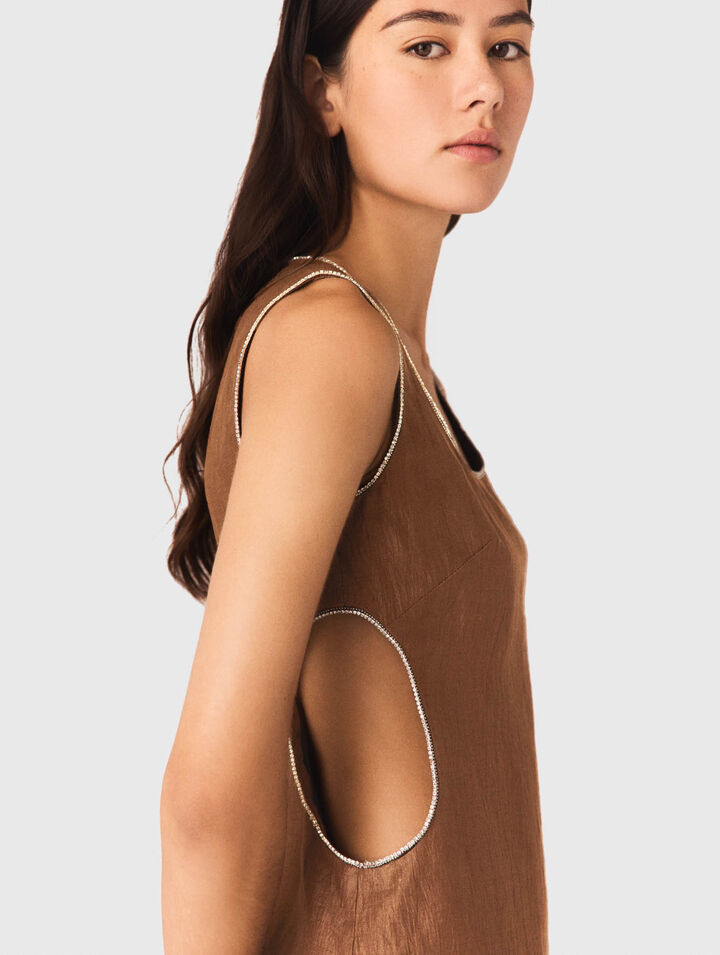 Robe courte en lin m&eacute;lang&eacute;